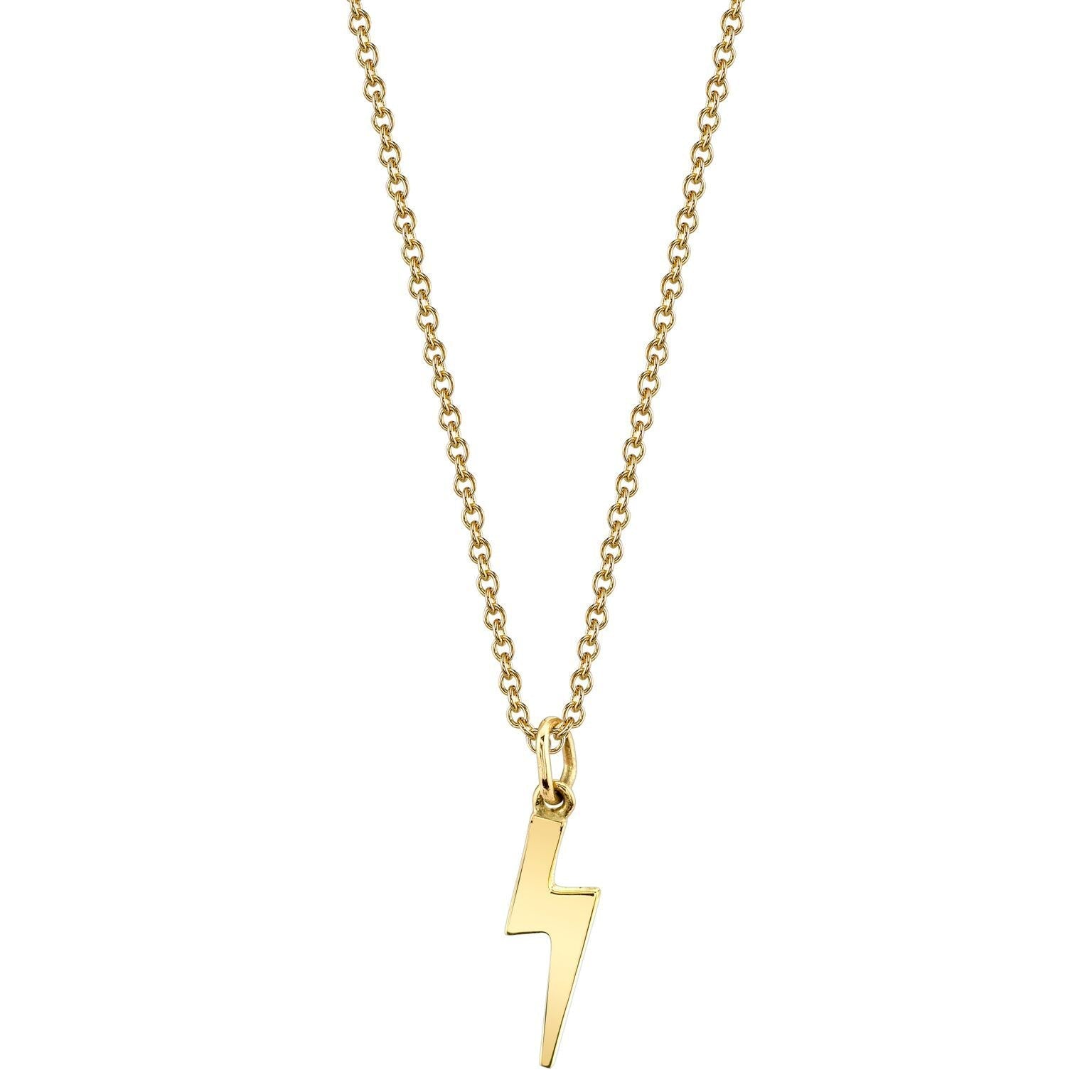 Lightning Bolt Charm 14K Yellow Gold / No Chain Stone