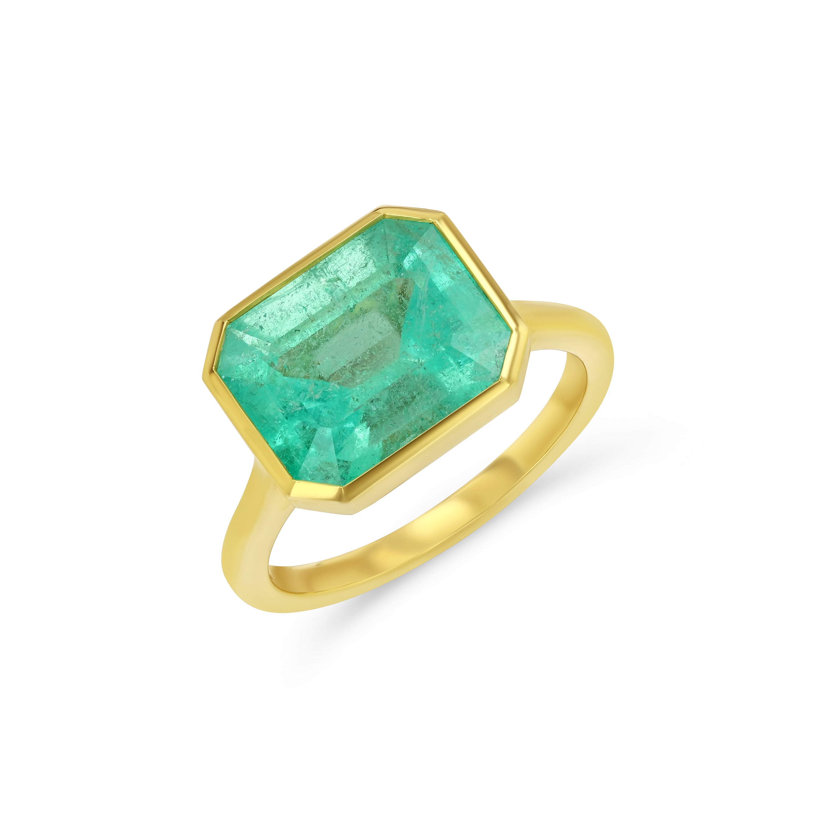5.36ct Colombian Emerald Bezel Ring
