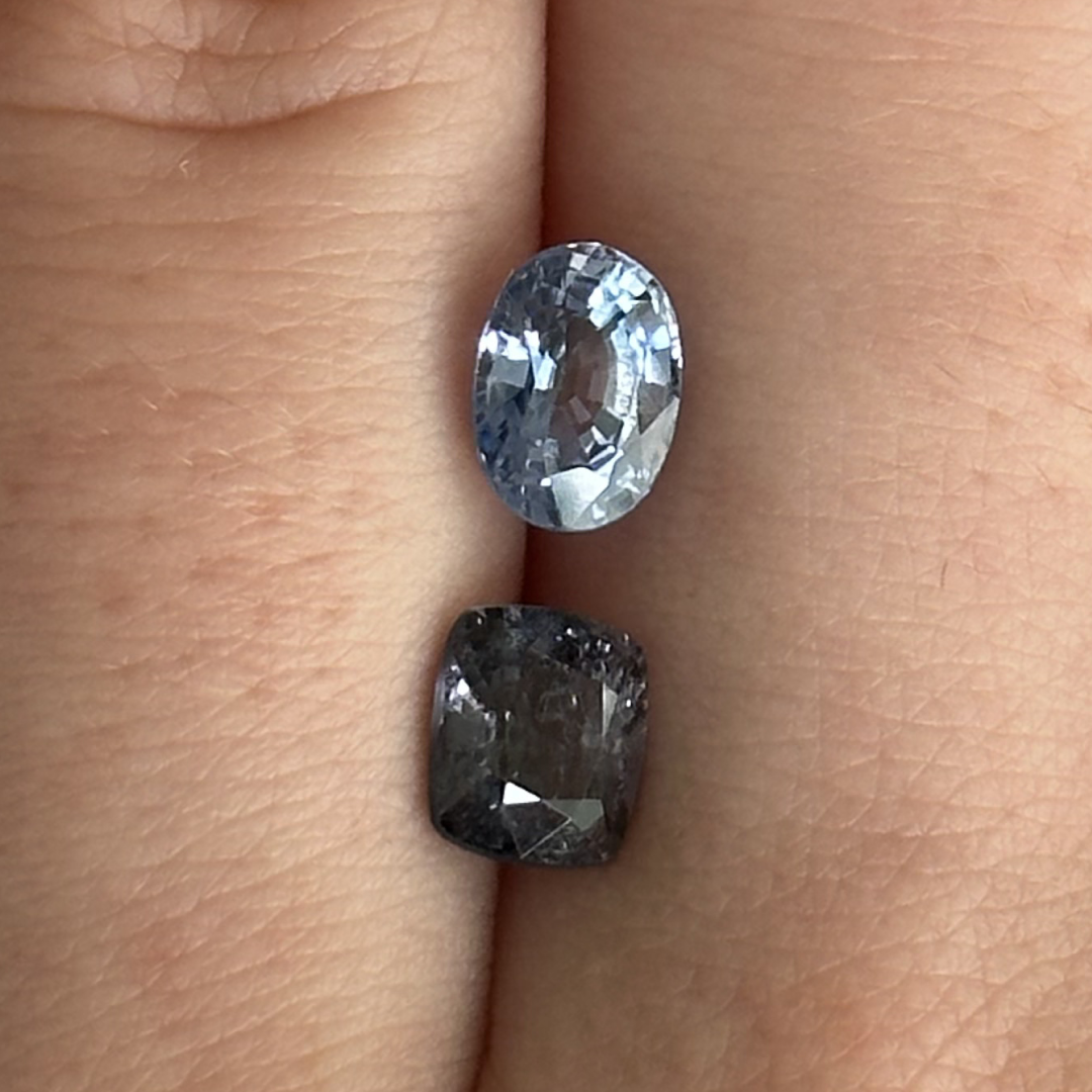 Bespoke Toi et Moi Dark Denim Spinel & Light Blue Sapphire
