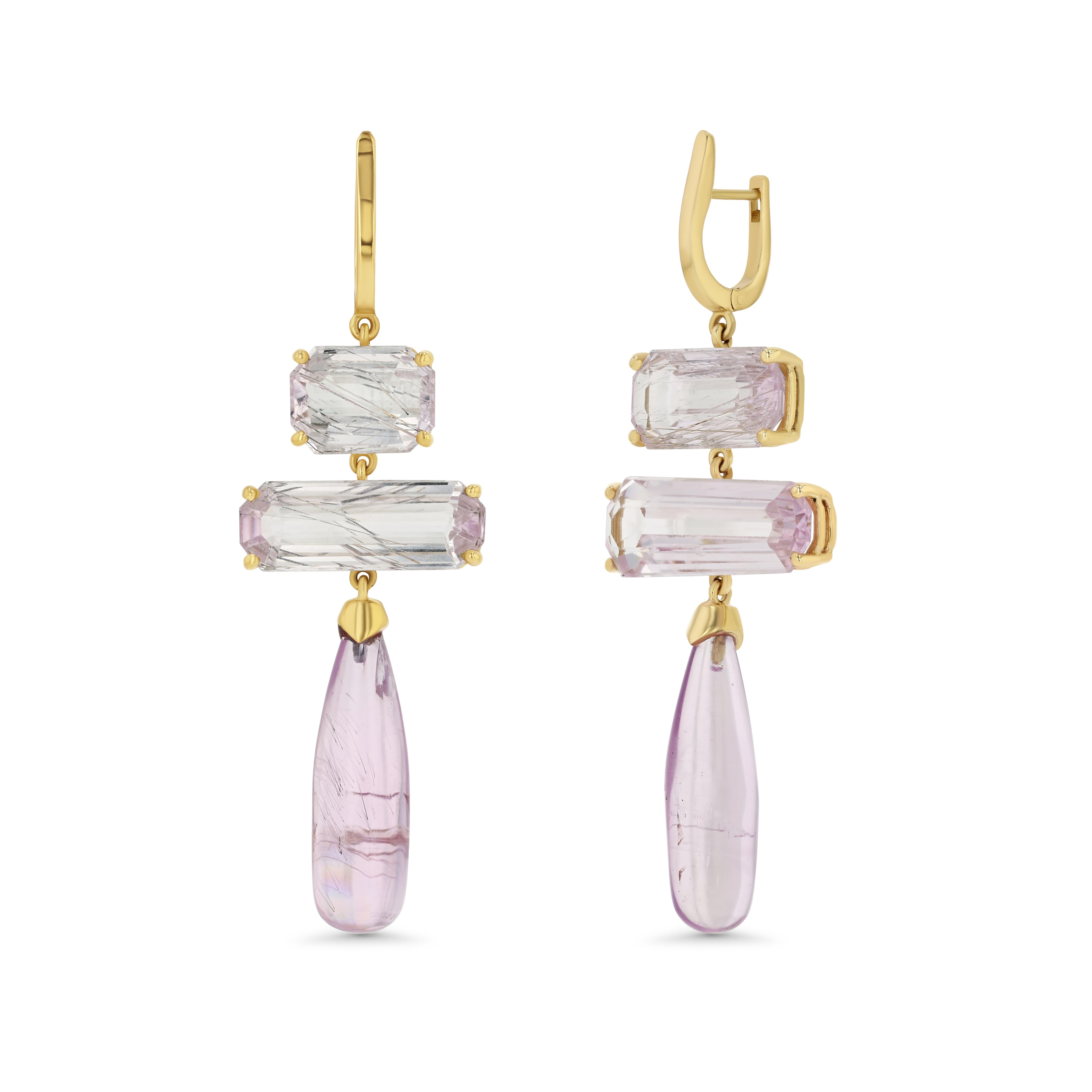 KUNZITE TRIPLE DROP EARRINGS