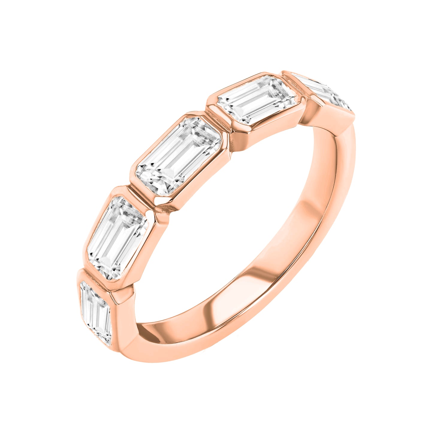 Emerald Cut Bezel Set Band