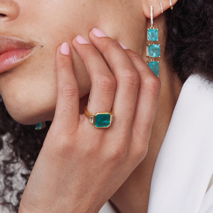 3.49ct Zambian Emerald and Diamond Bezel Ring