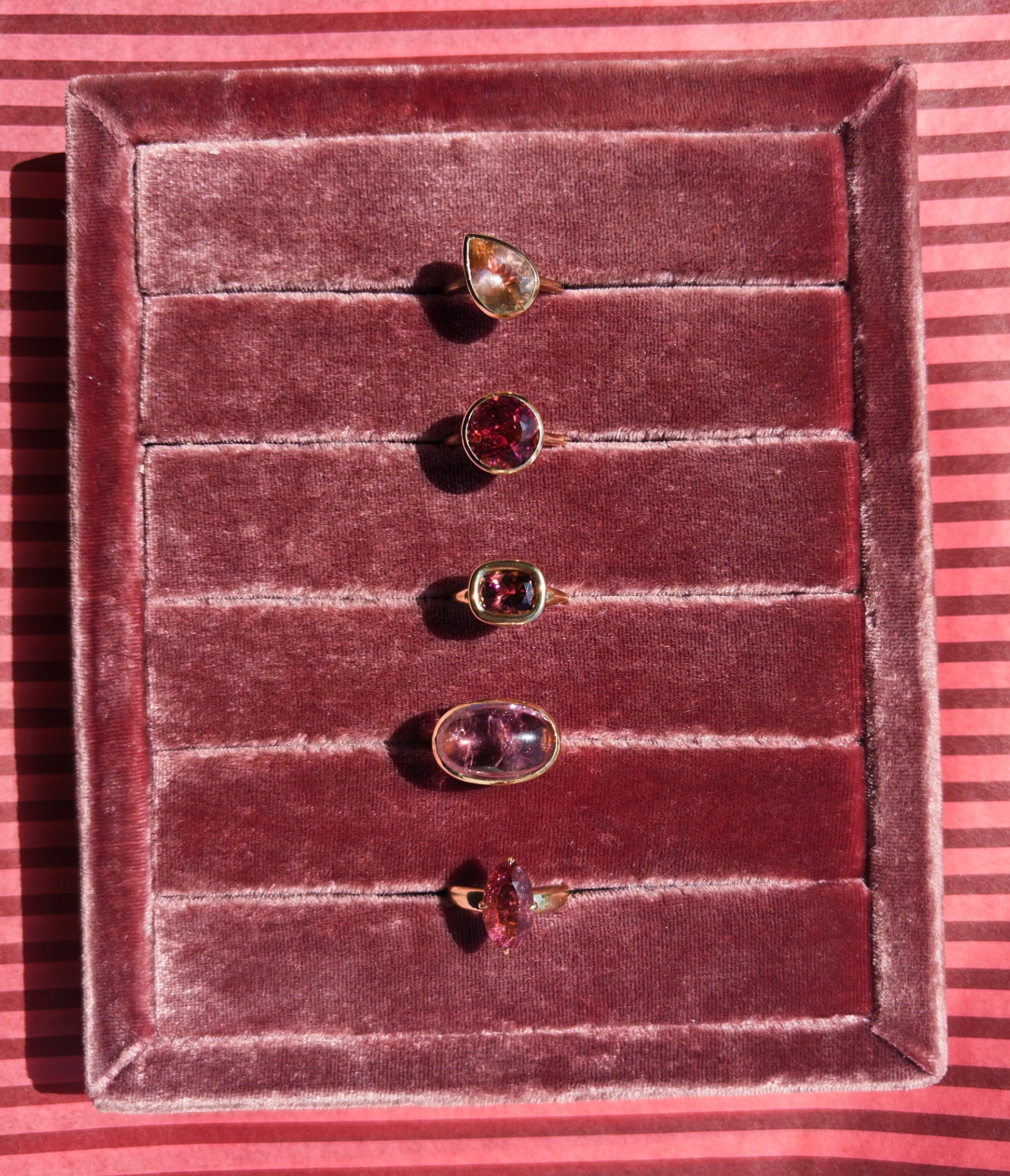 4.40ct Pink Tourmaline Titled Pear Ring