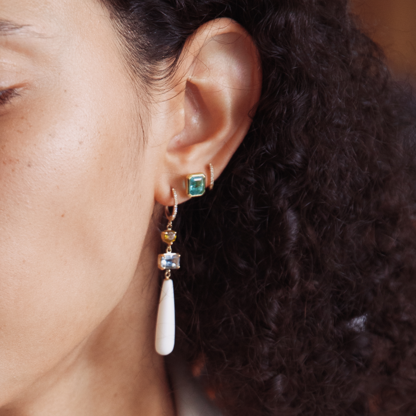 Muzo Emerald Bezel Earrings