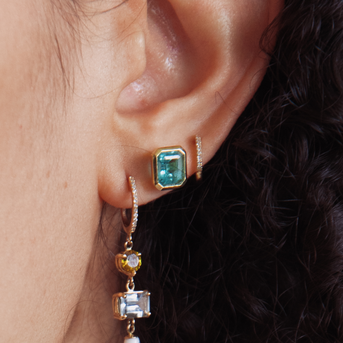Muzo Emerald Bezel Earrings
