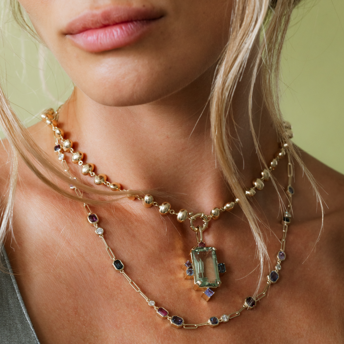 Green Amethyst Montage Charm