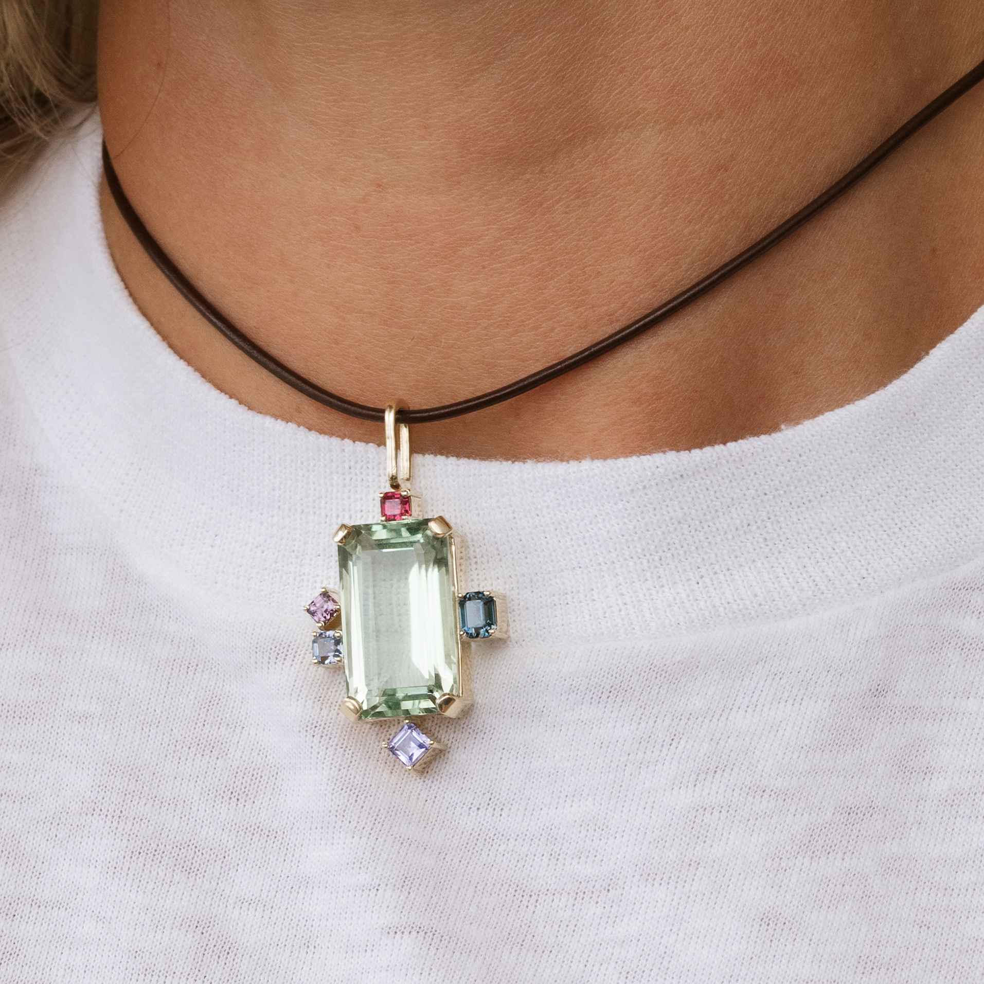 Green Amethyst Montage Charm