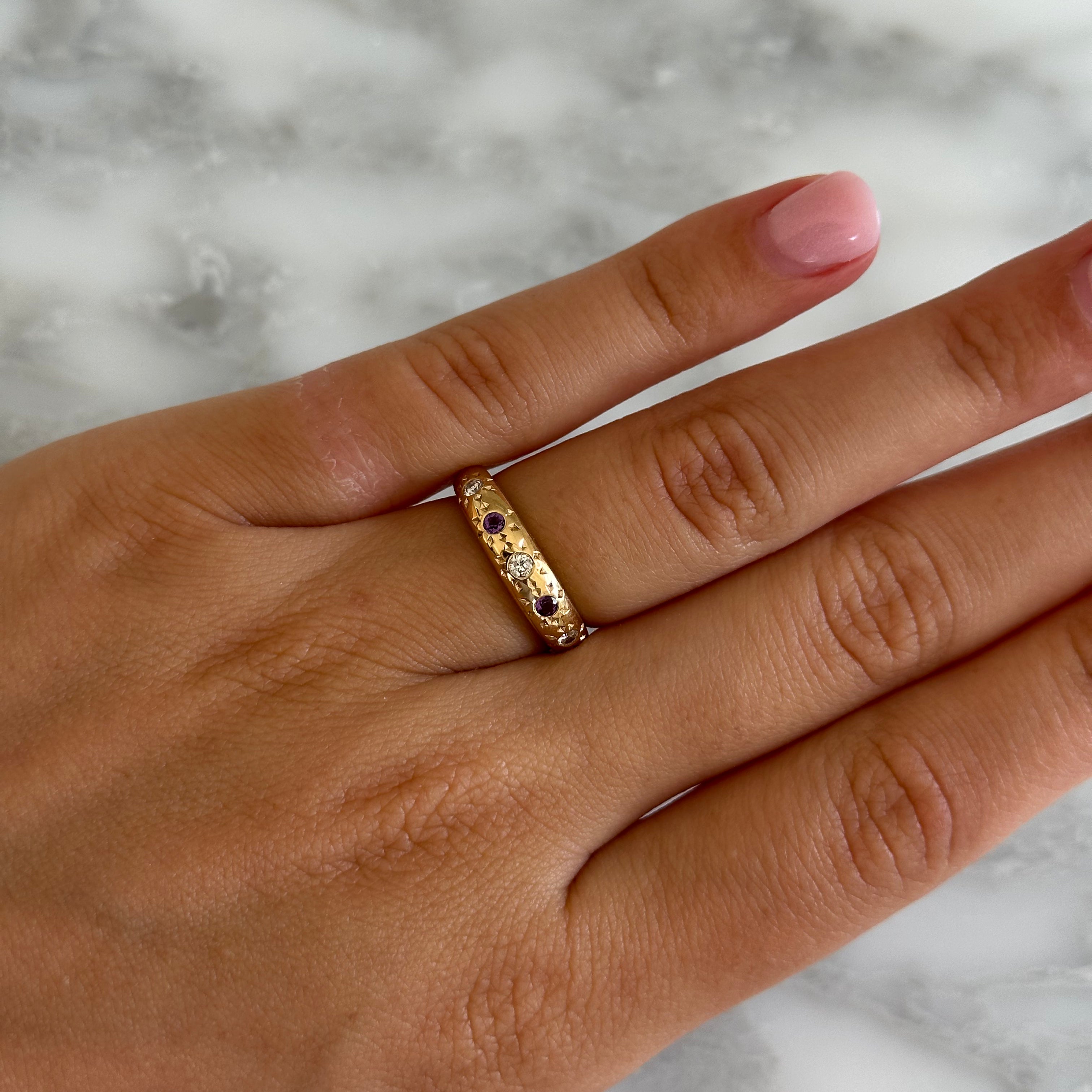 Diamond & Amethyst Sun Cloud Ring