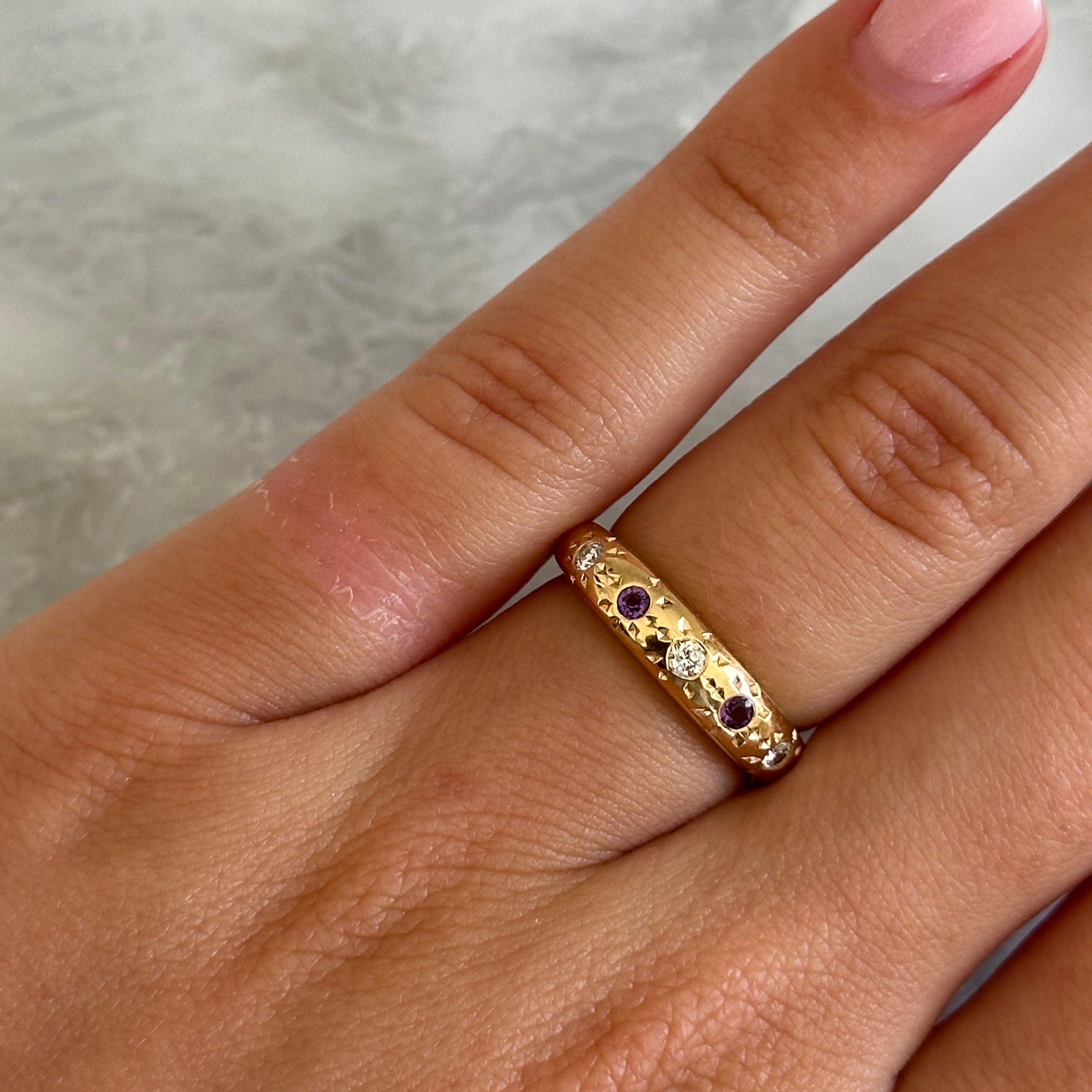 Diamond & Amethyst Sun Cloud Ring
