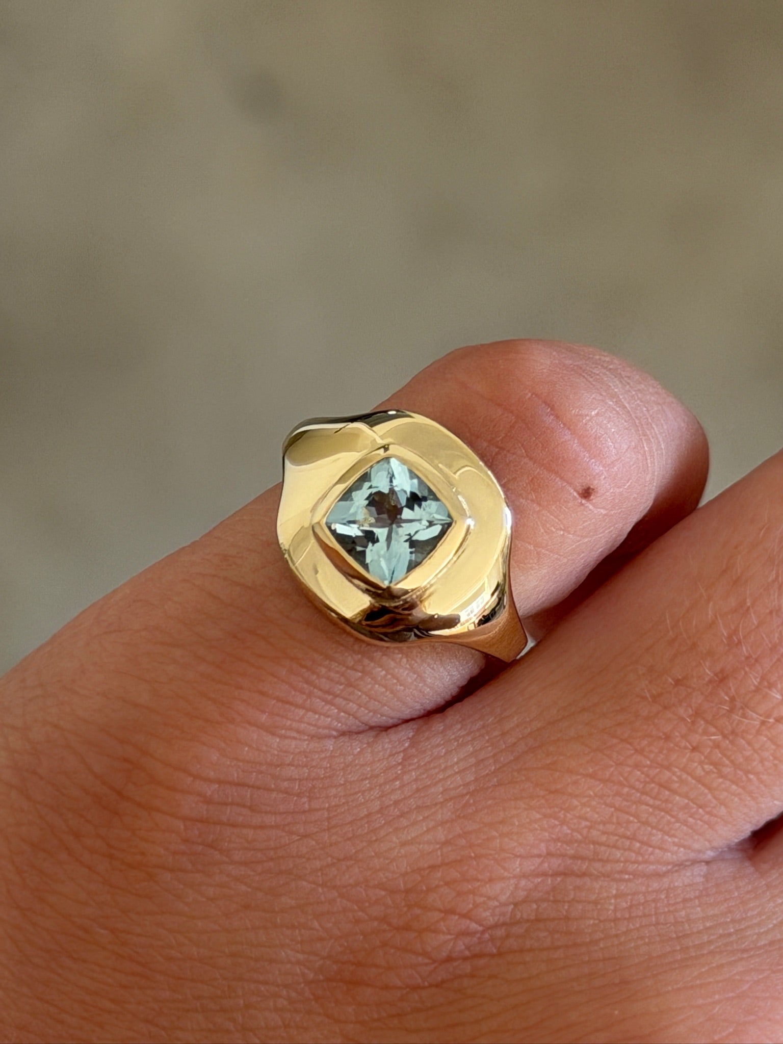 Aquamarine Ripple Ring