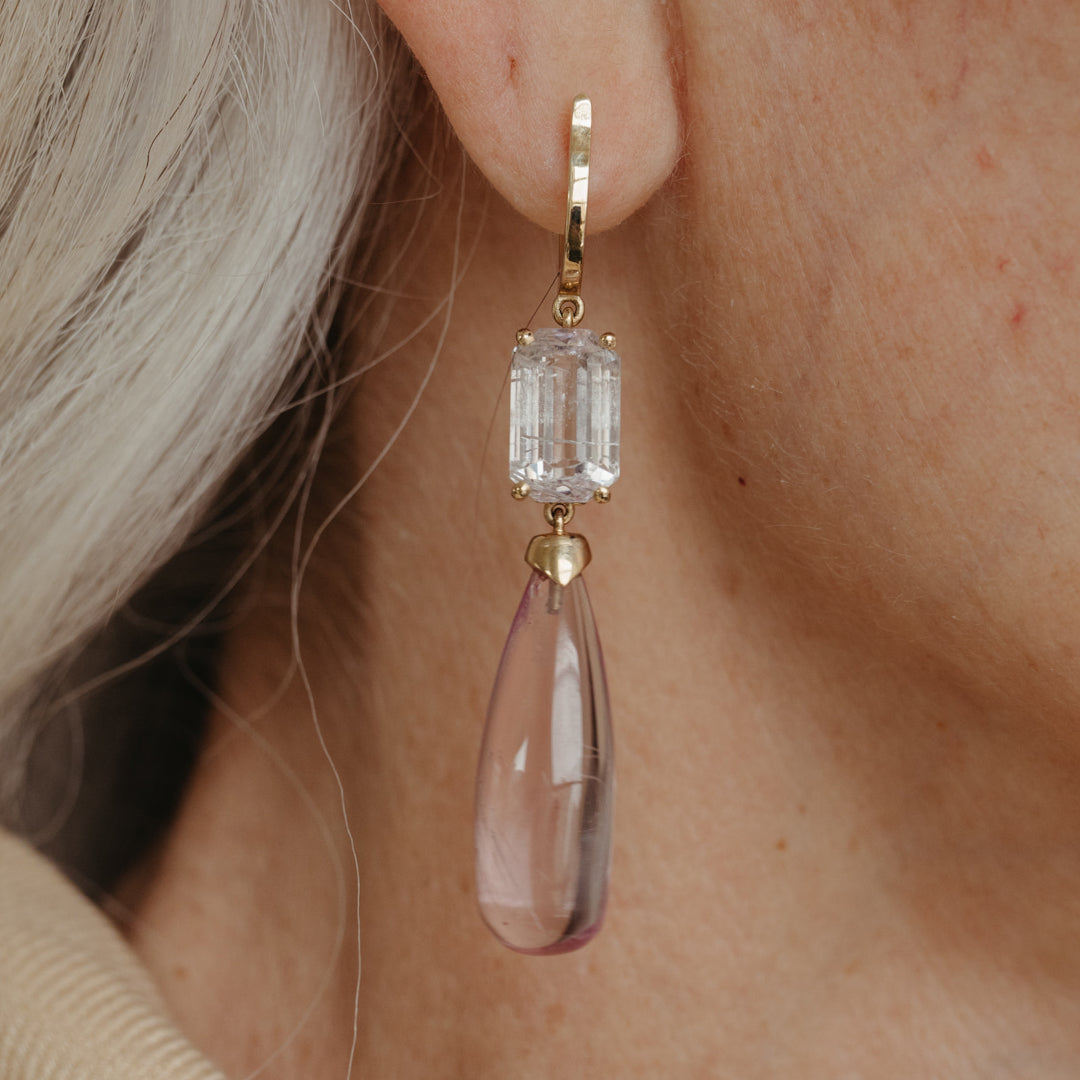 KUNZITE DOUBLE DROP EARRINGS
