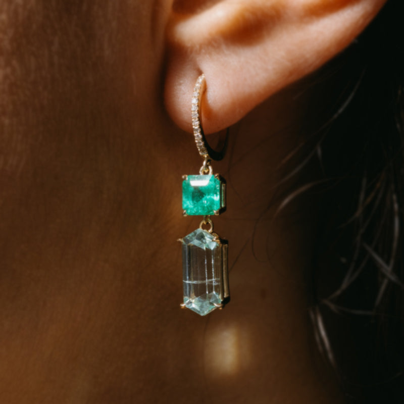 Muzo Emerald & Mint Beryl Drops