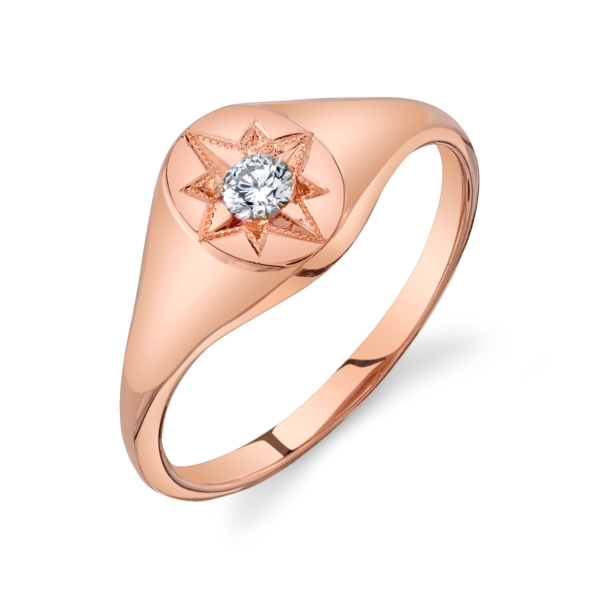 SAMPLE ROSE GOLD DIAMOND NORTH STAR SIGNET RING