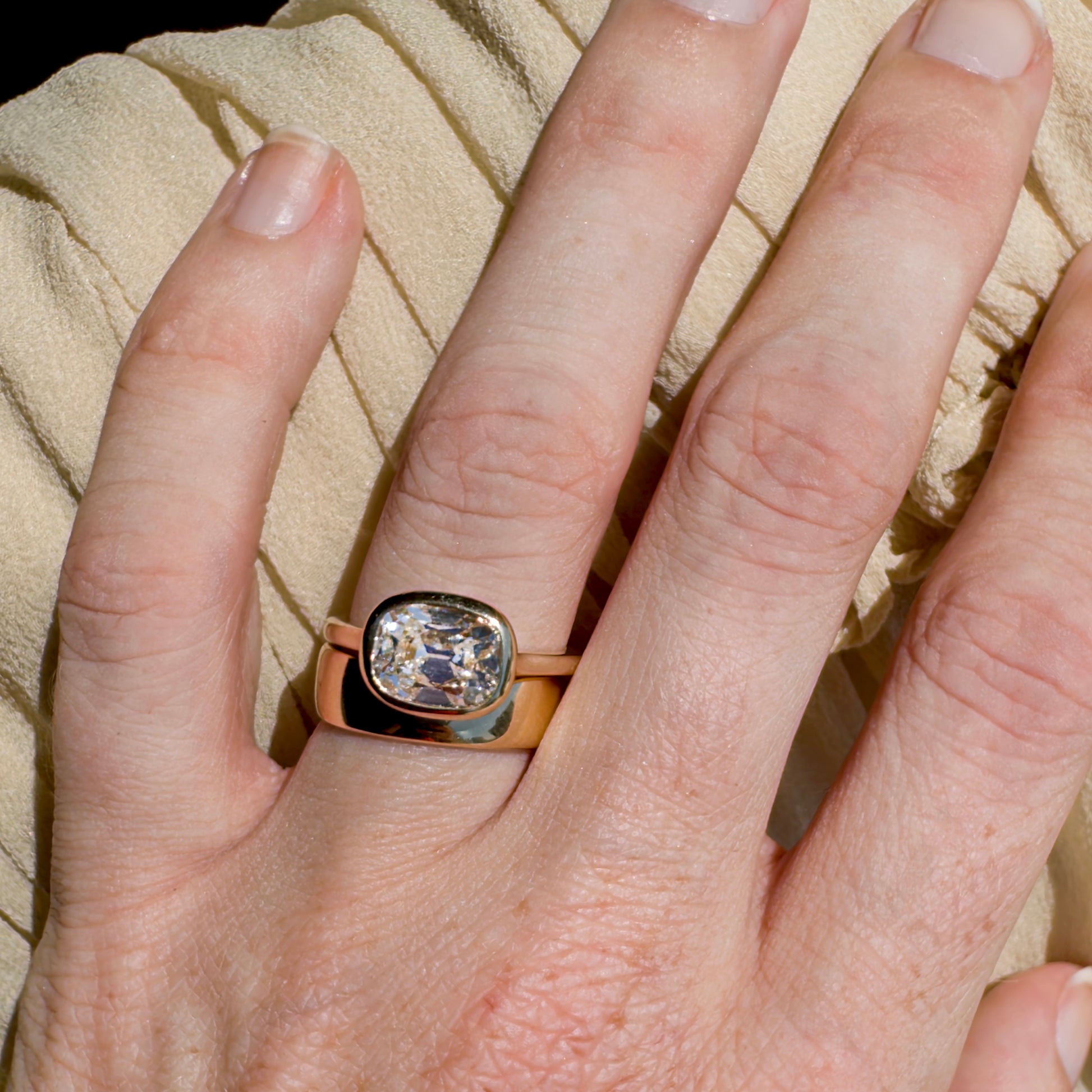 2.54ct Old Mine Cut Lab Diamond Bezel Ring