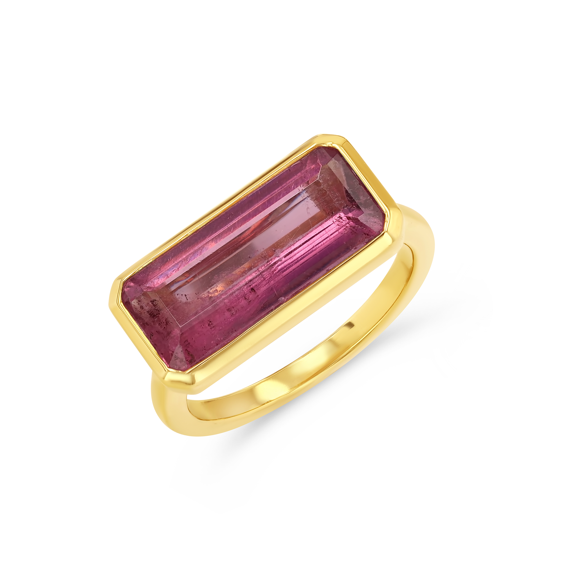 4.20ct Pink Tourmaline Elongated Bezel Ring