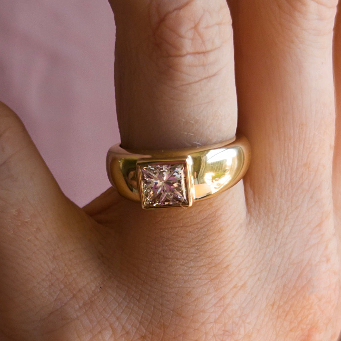 1.21ct Princess Cut Diamond Bezel Set Cloud Ring