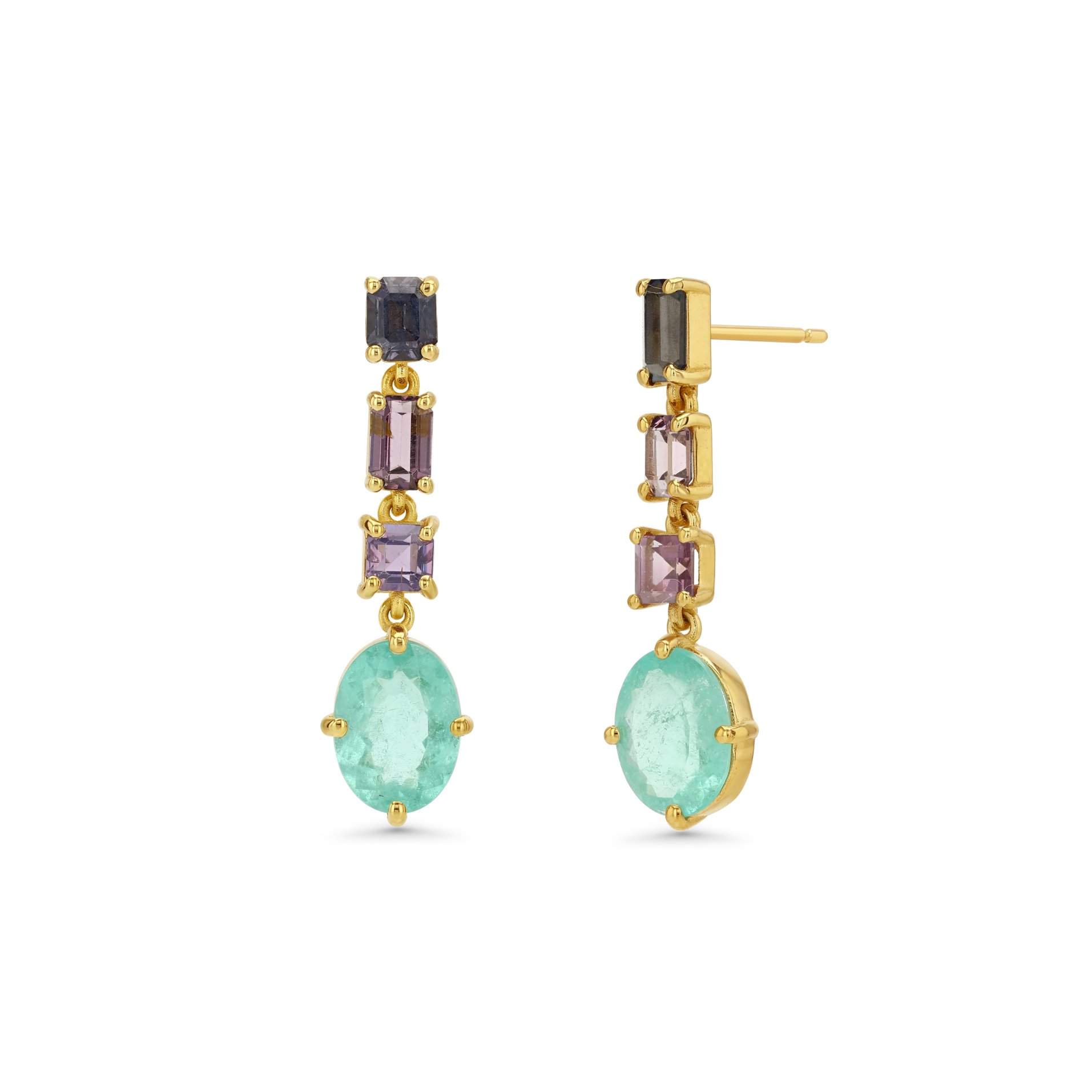 Spinel & Caribbean Tourmaline Drop Earrings