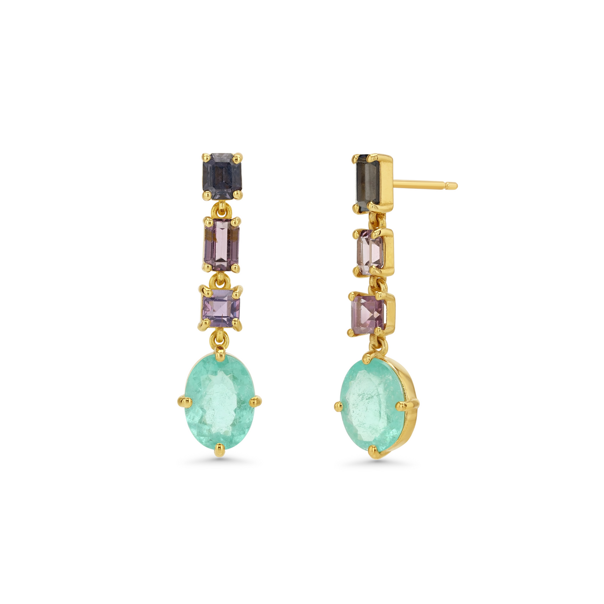 Spinel & Caribbean Tourmaline Drop Earrings