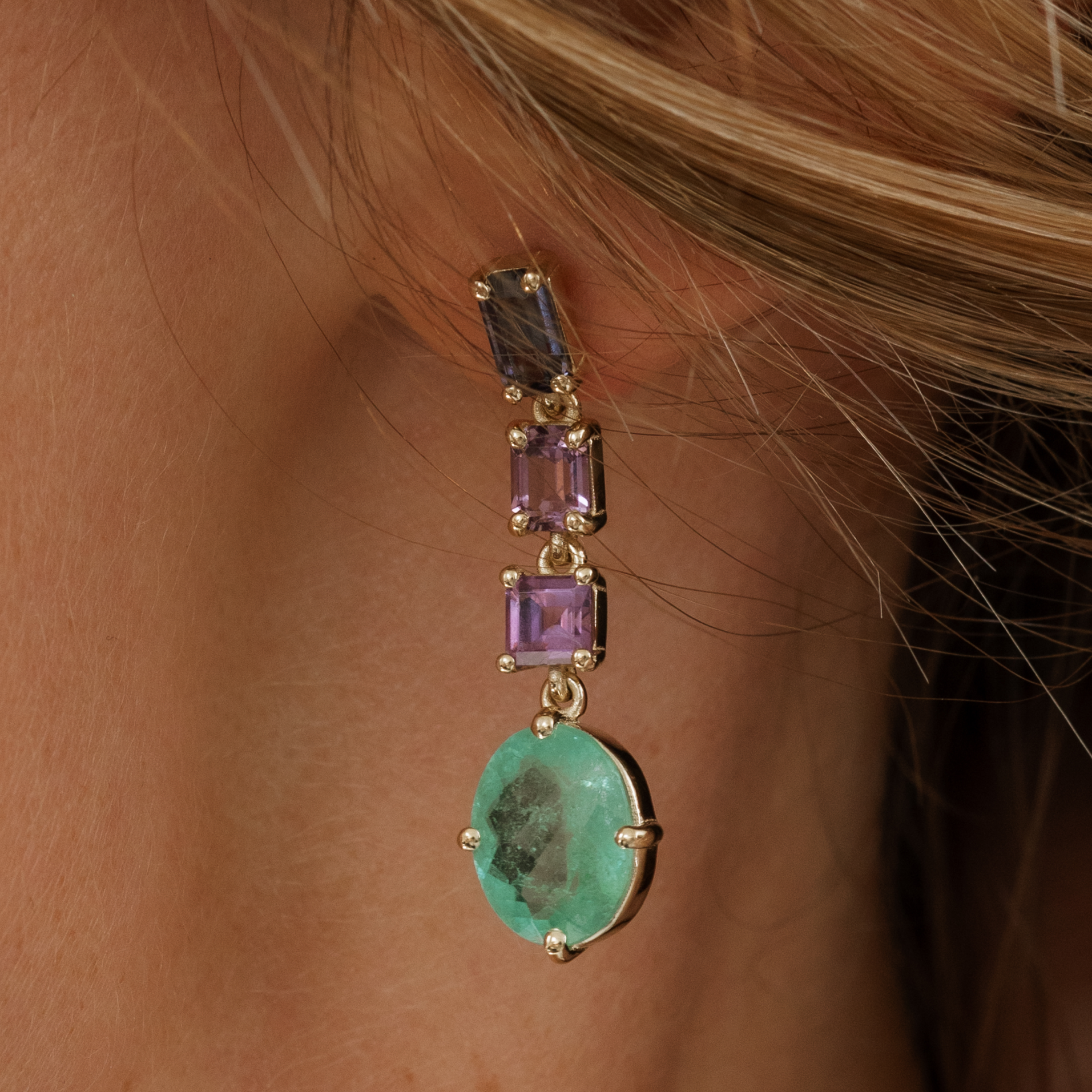 Spinel & Caribbean Tourmaline Drop Earrings