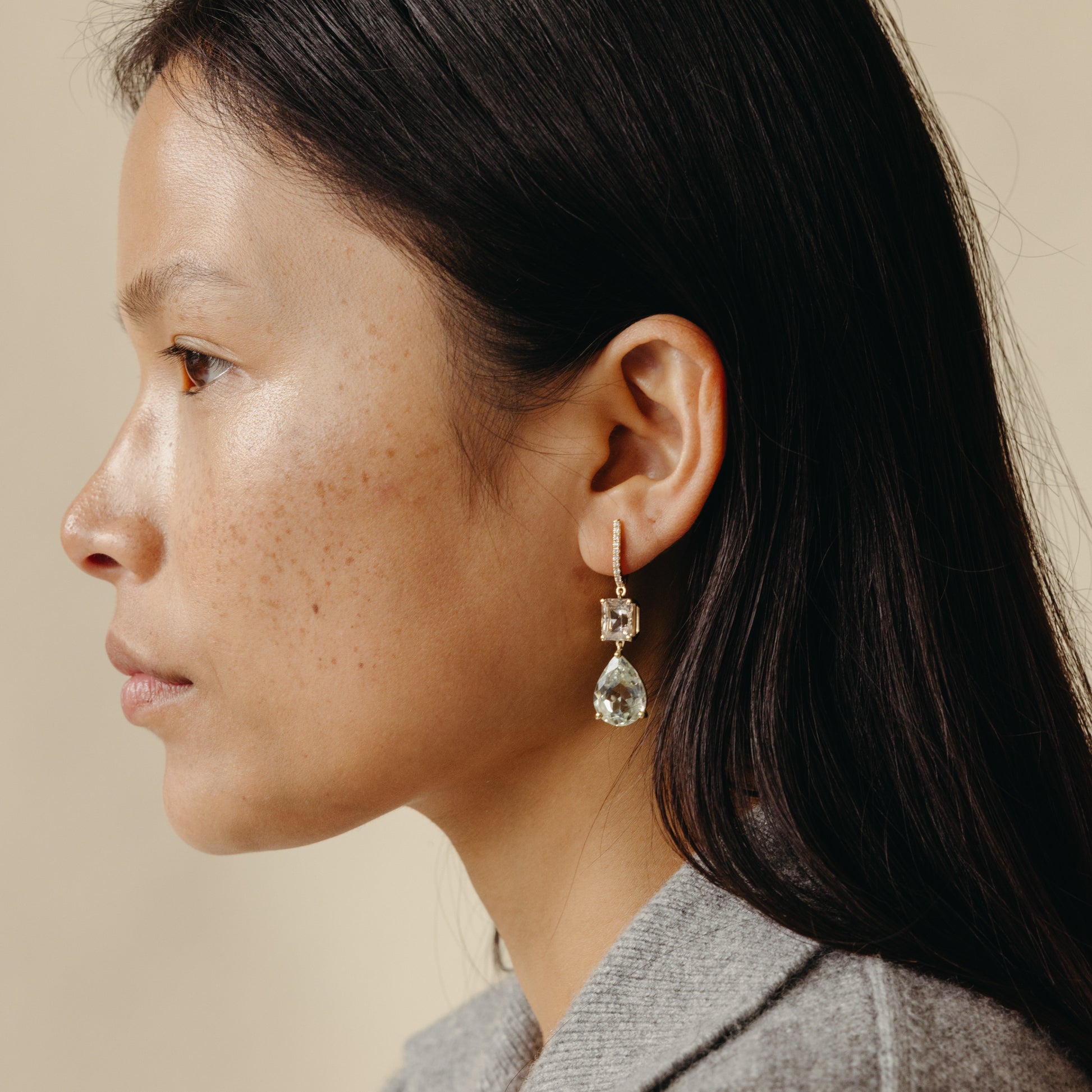 Green Amethyst & Topaz Drop Earrings