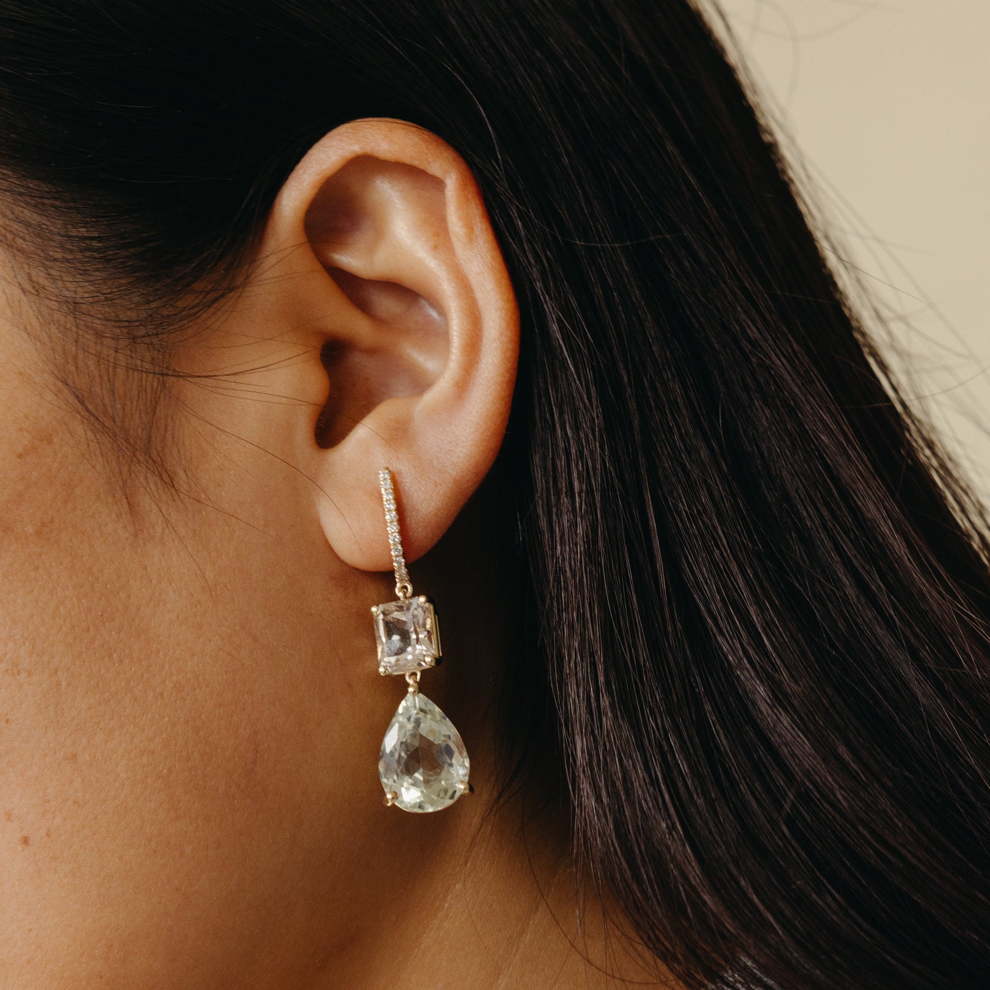 Green Amethyst & Topaz Drop Earrings