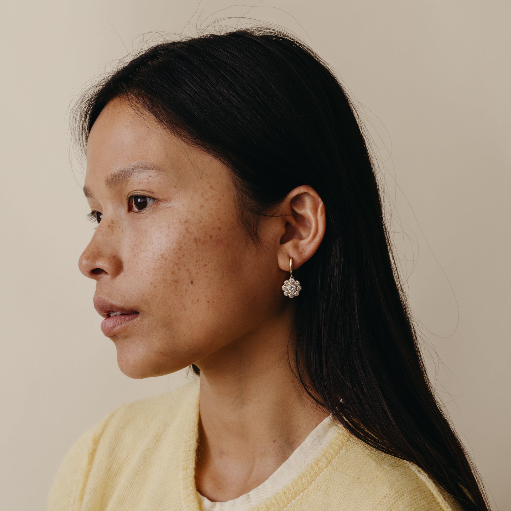 DIAMOND FLOWER DROP EARRINGS