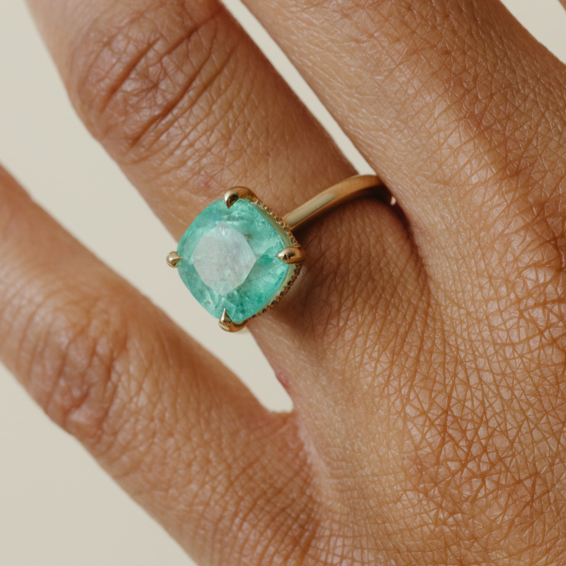 4.83ct Colombian Emerald Belle Ring