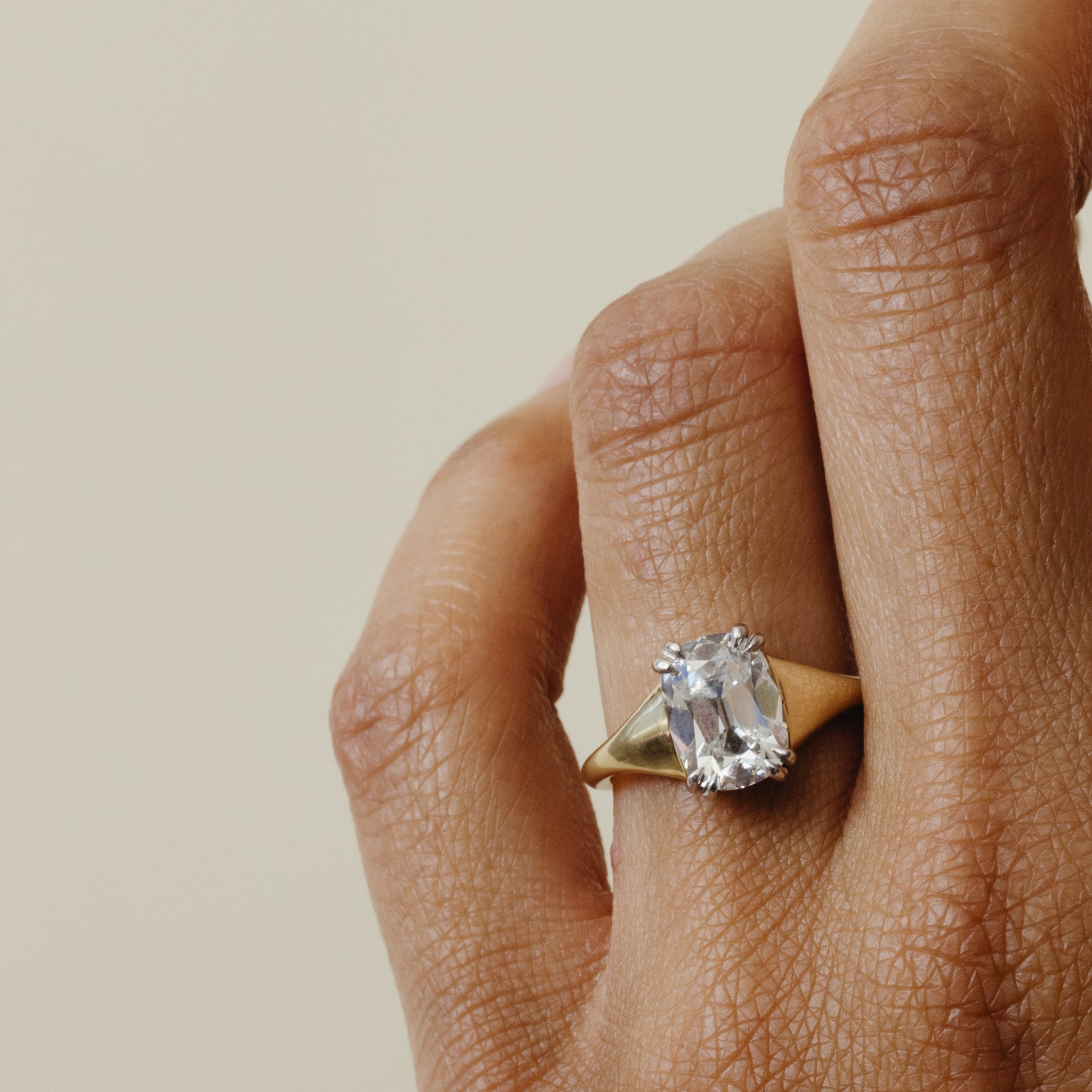 2.61ct Old Mine Cut Lab Diamond Dove Ring