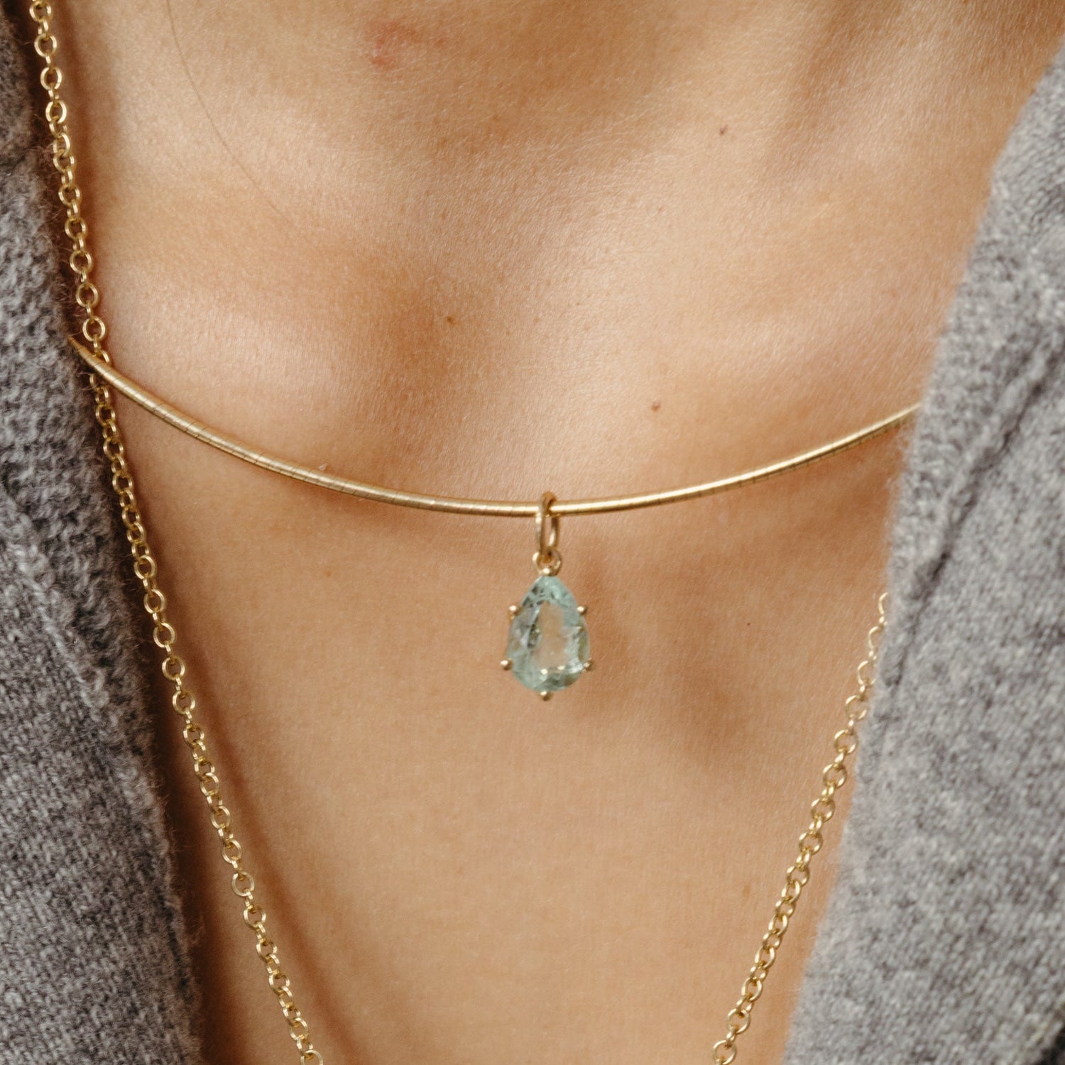 2.30ct Pear Aquamarine Prong Charm