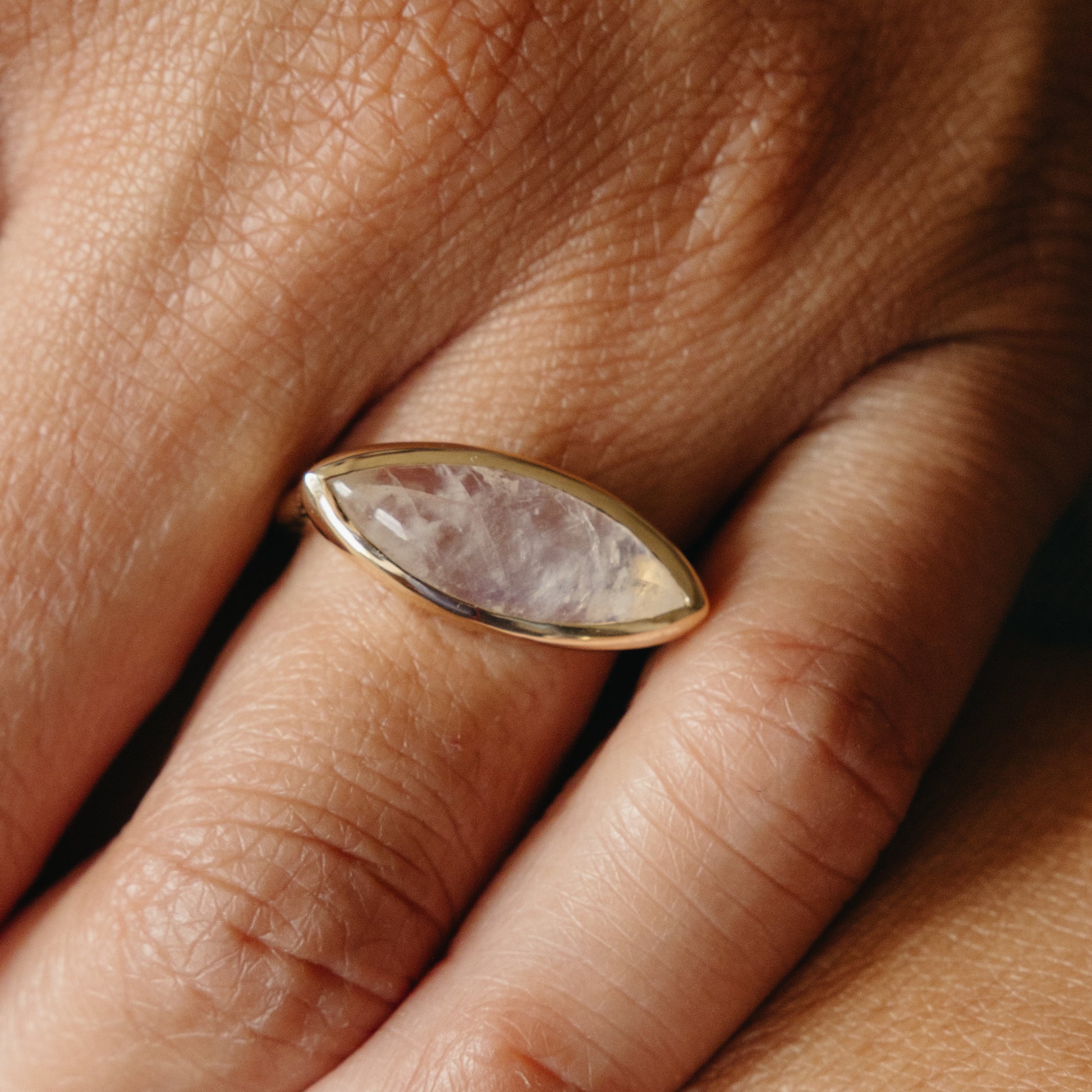 4.87ct Marquise Moonstone Bezel Ring