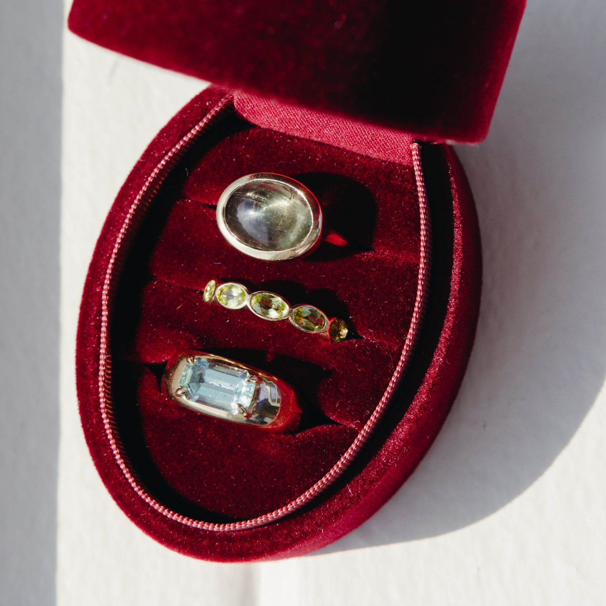 6.35ct Green Sapphire Cabochon Bezel Ring