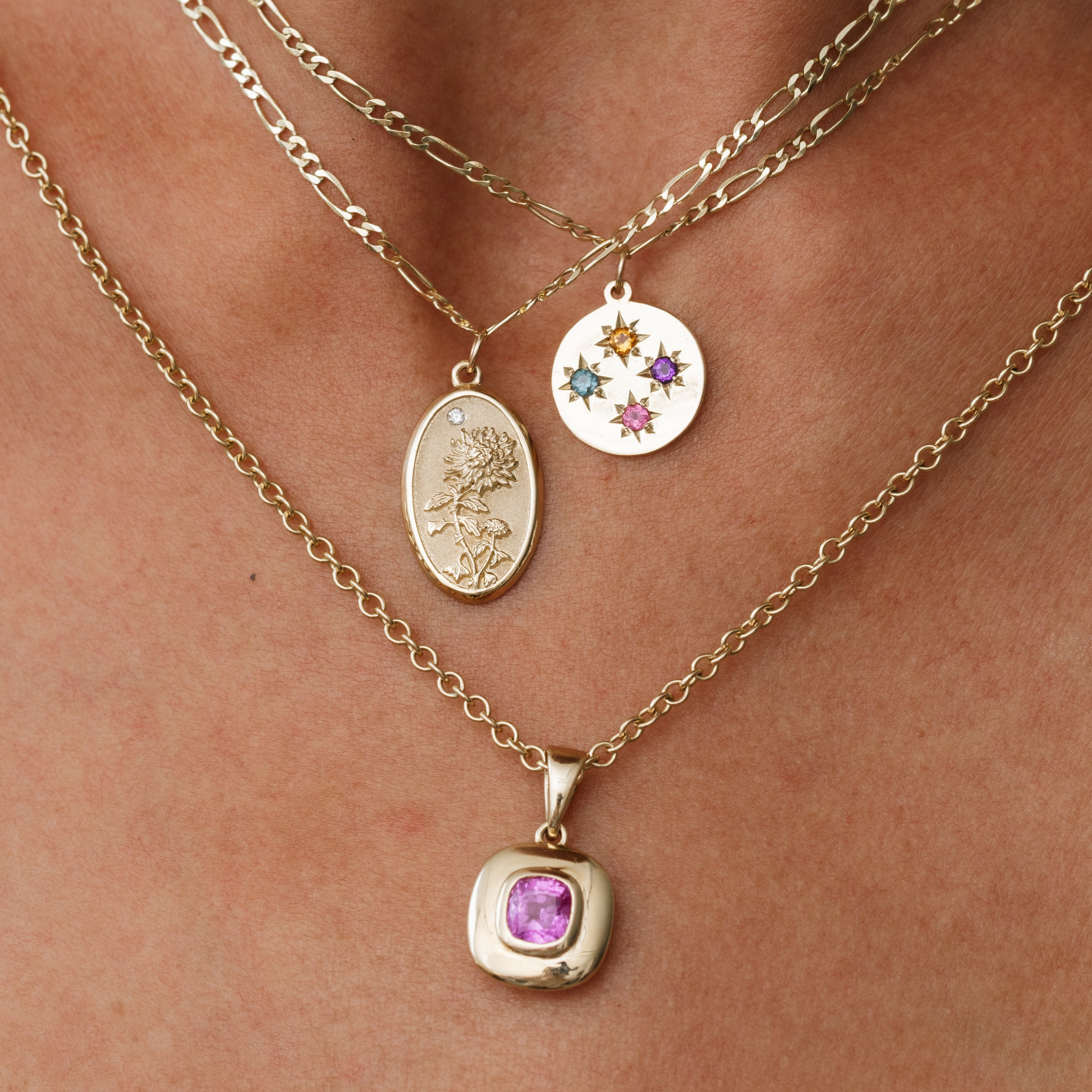 Birthstone Compass Charm 4 Stones