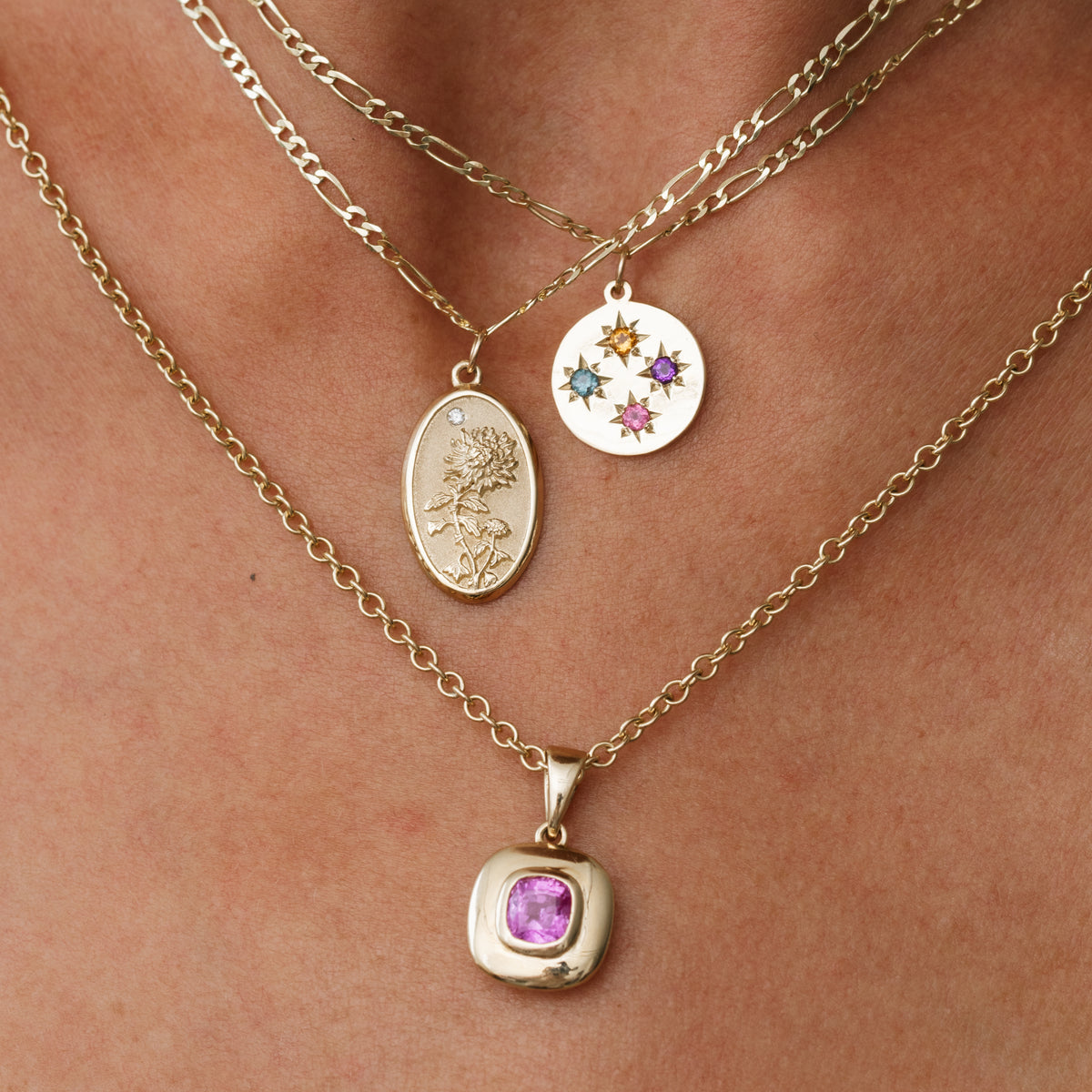 Birthstone Compass Charm 4 Stones