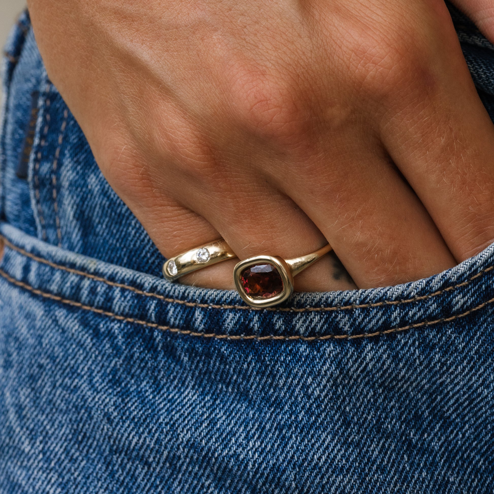 2.22ct Pink Tourmaline Fluffy Bezel Ring