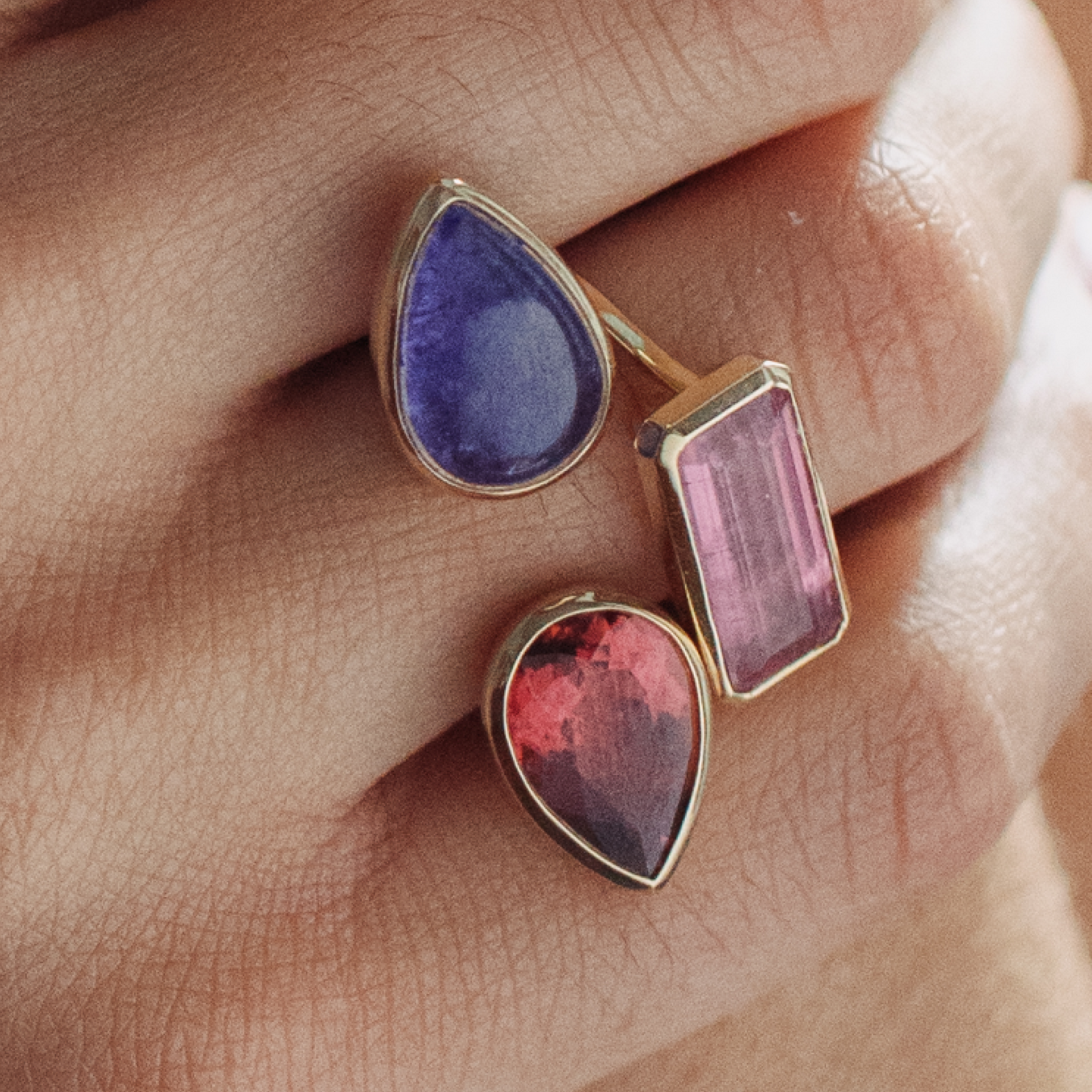 Tourmaline & Tanzanite Deux Cœurs Ring