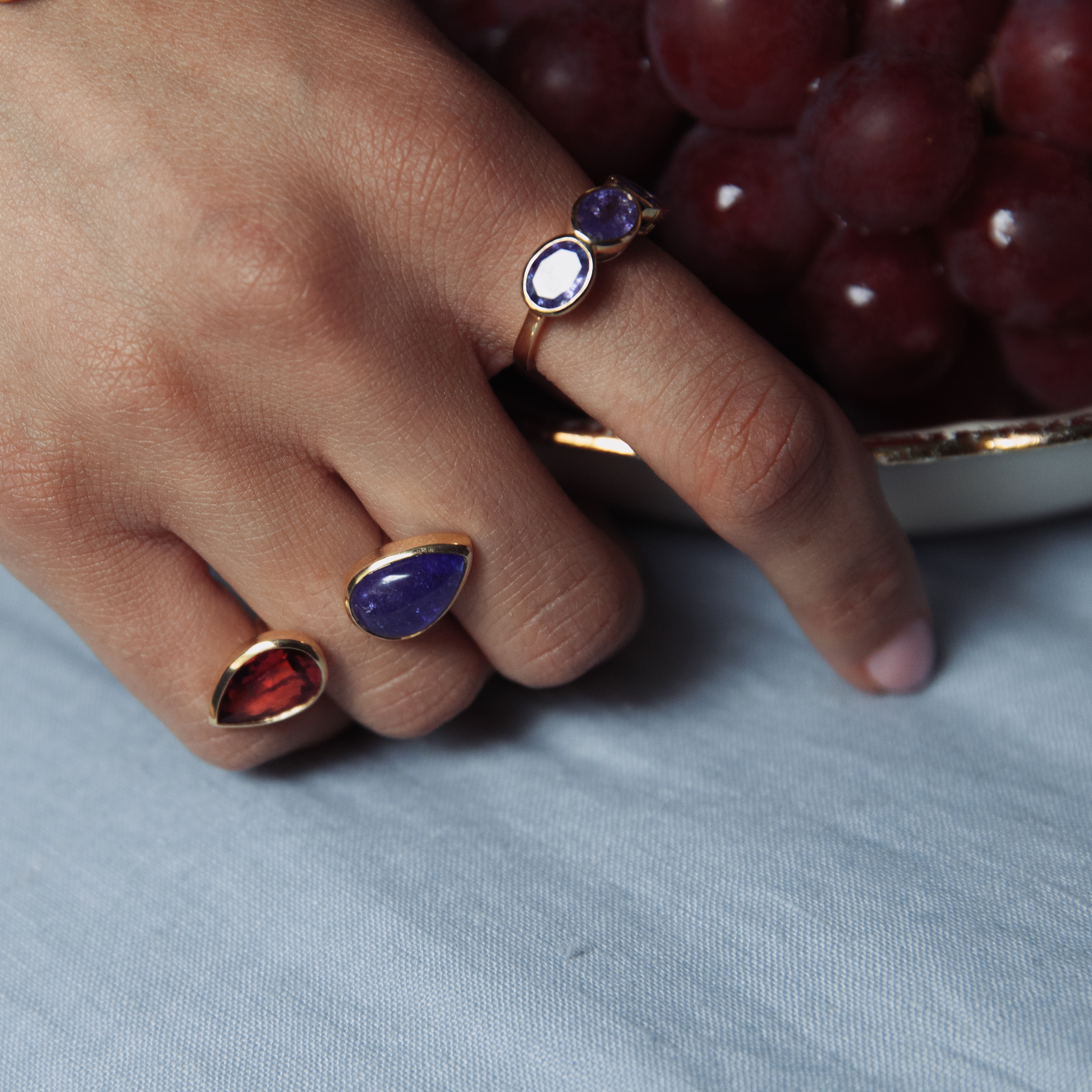 Tourmaline & Tanzanite Deux Cœurs Ring