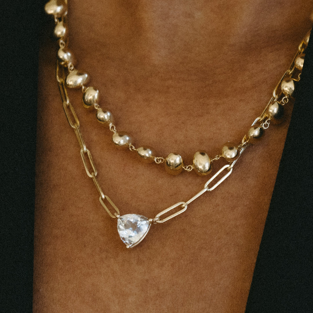 2.90CT WHITE BERYL TRILLION NECKLACE