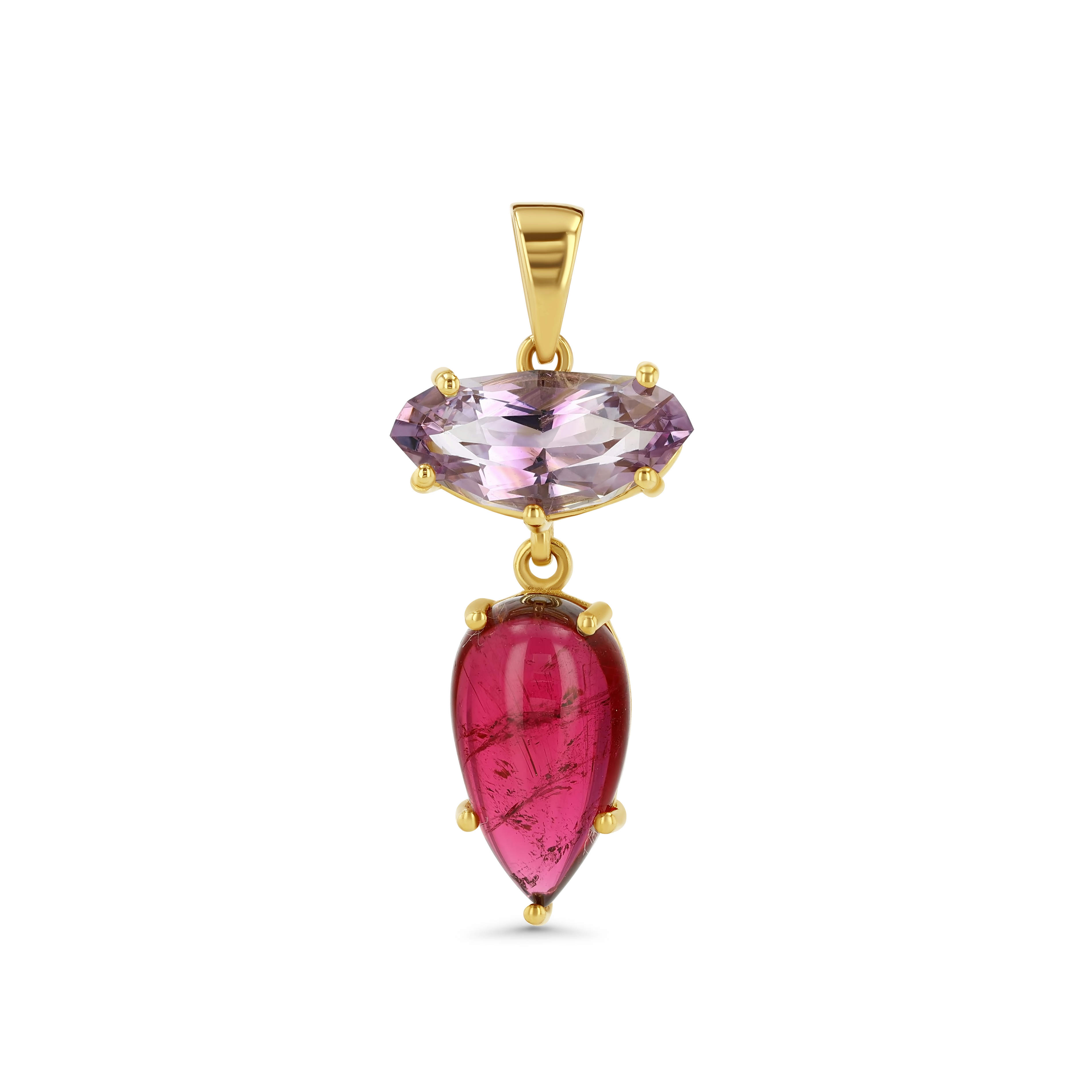 Amethyst and Tourmaline Cabochon Vessel Charm