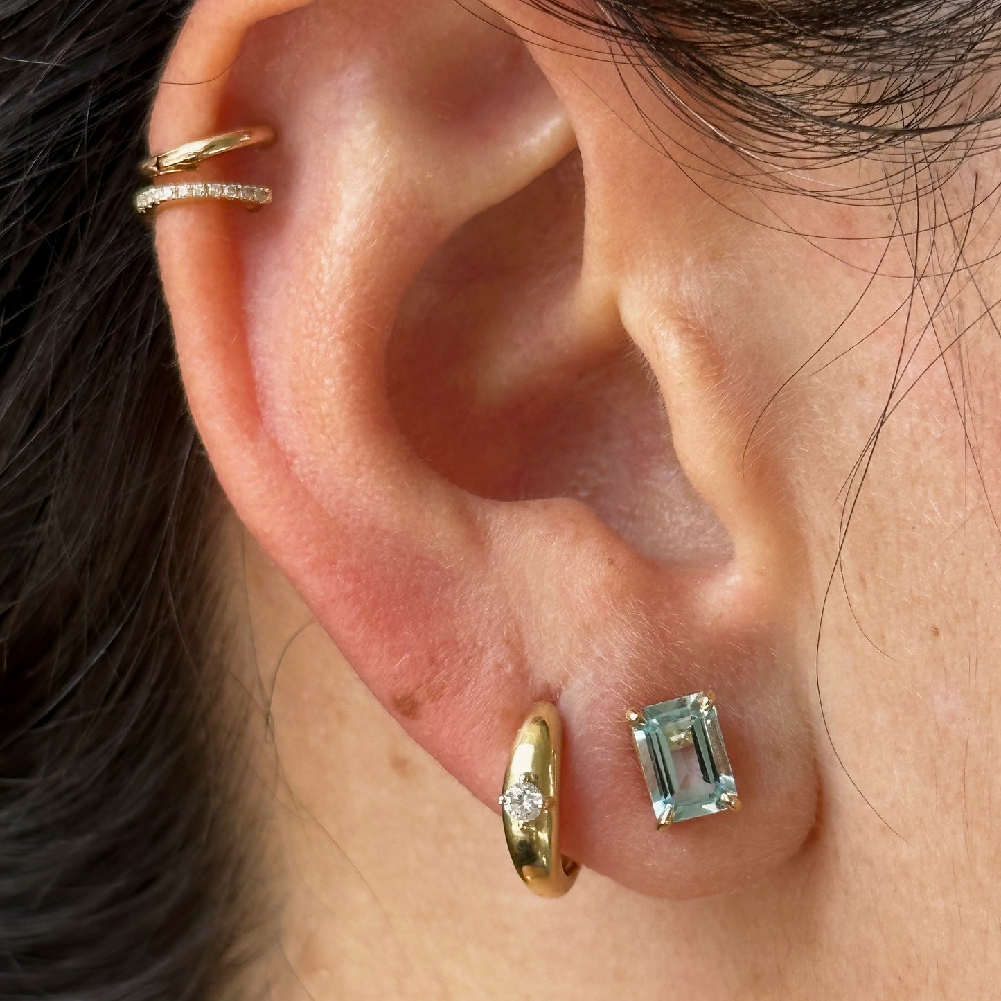 Aquamarine Emerald Cut Earrings
