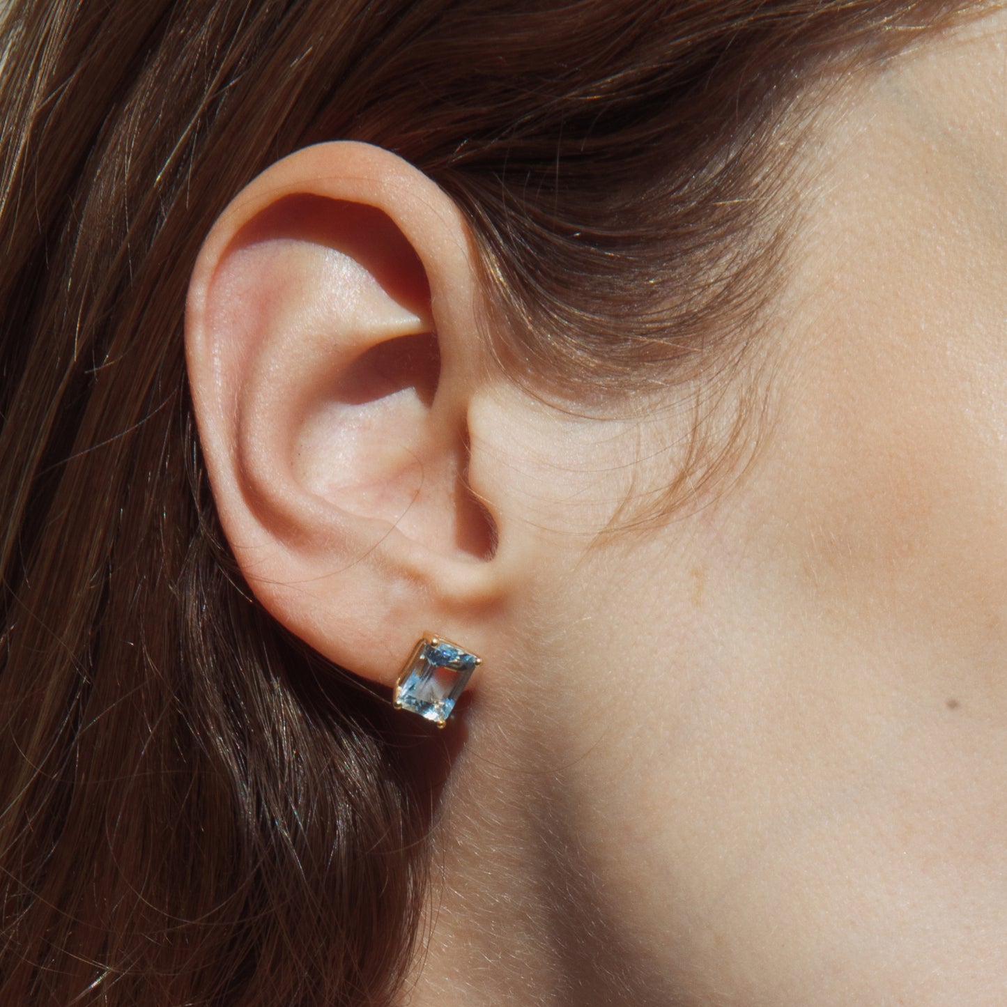 Aquamarine Emerald Cut Earrings