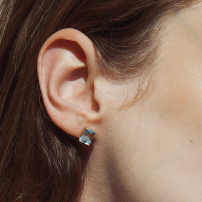 Aquamarine Emerald Cut Earrings