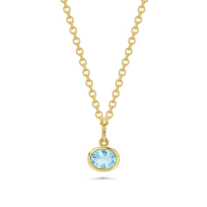 AQUAMARINE OVAL BIRTHSTONE CHARM