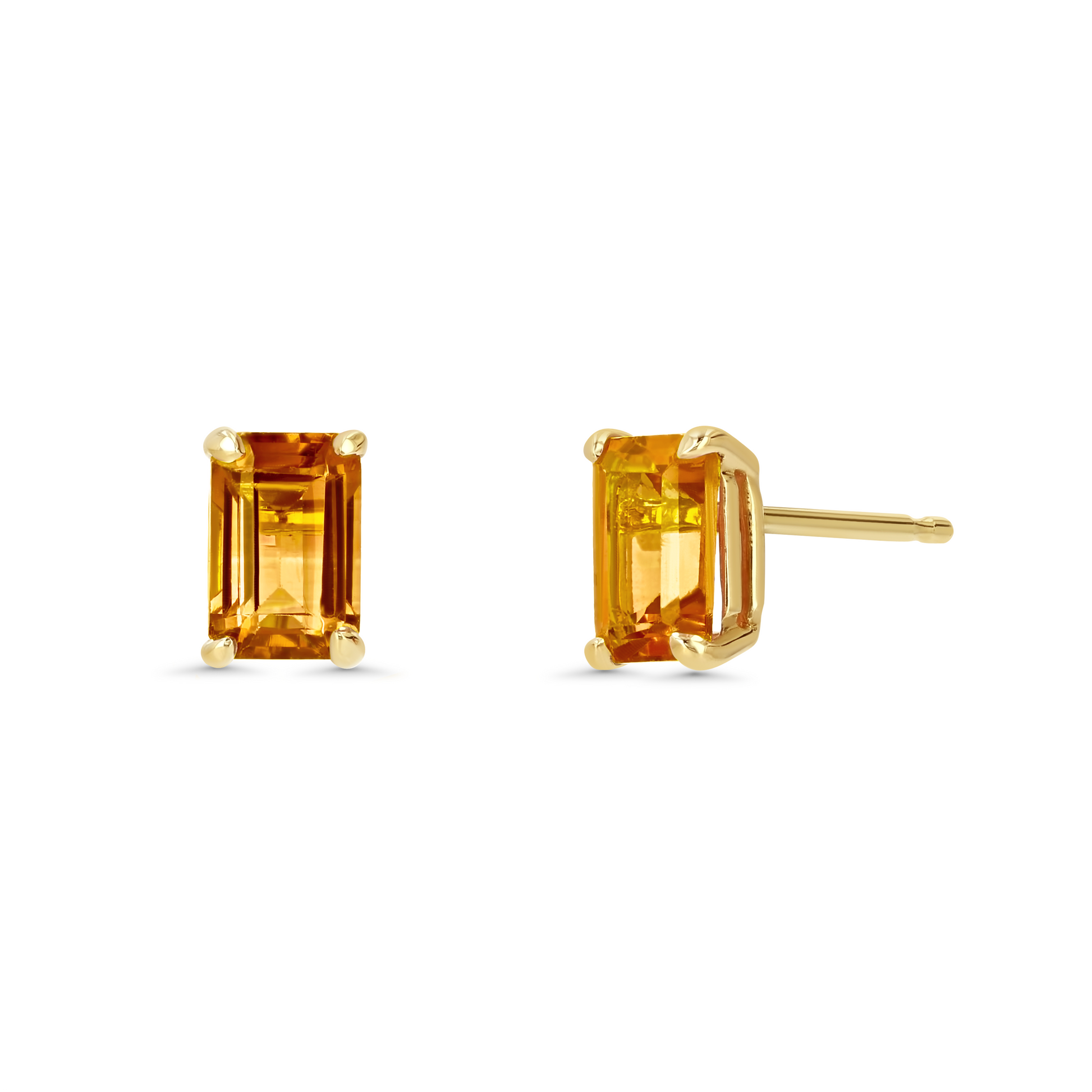 Citrine Prong Set Stud Earrings