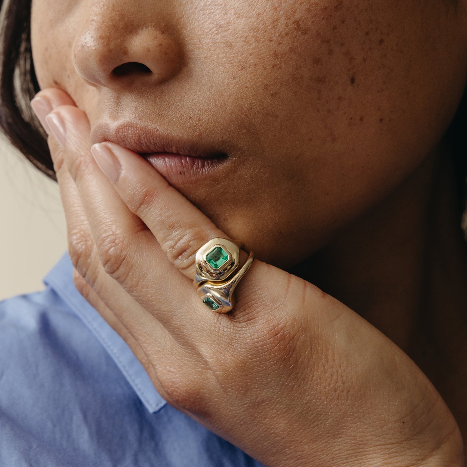 0.57ct Muzo Emerald Ripple Ring