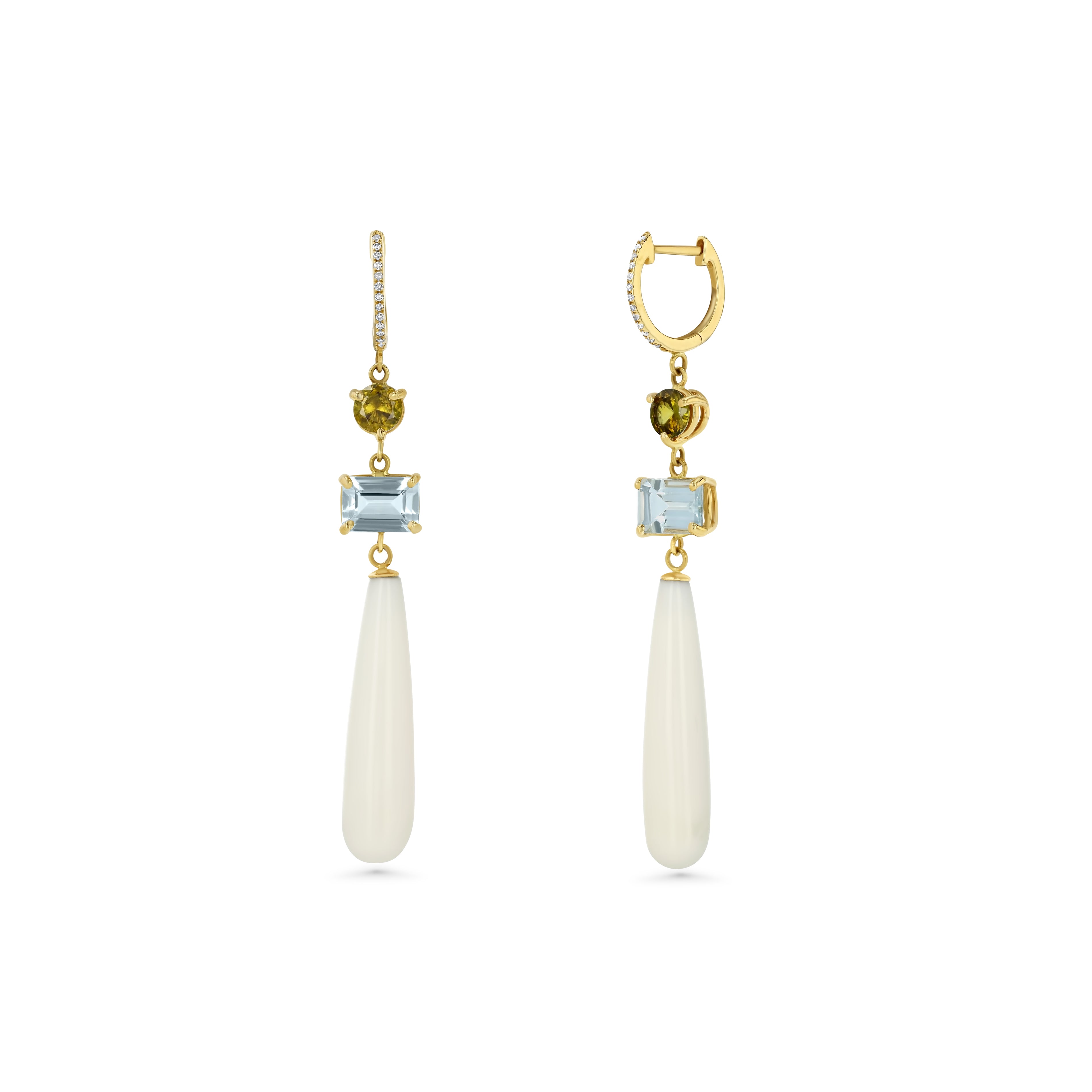 Aquamarine, Sphene, White Coral Drops