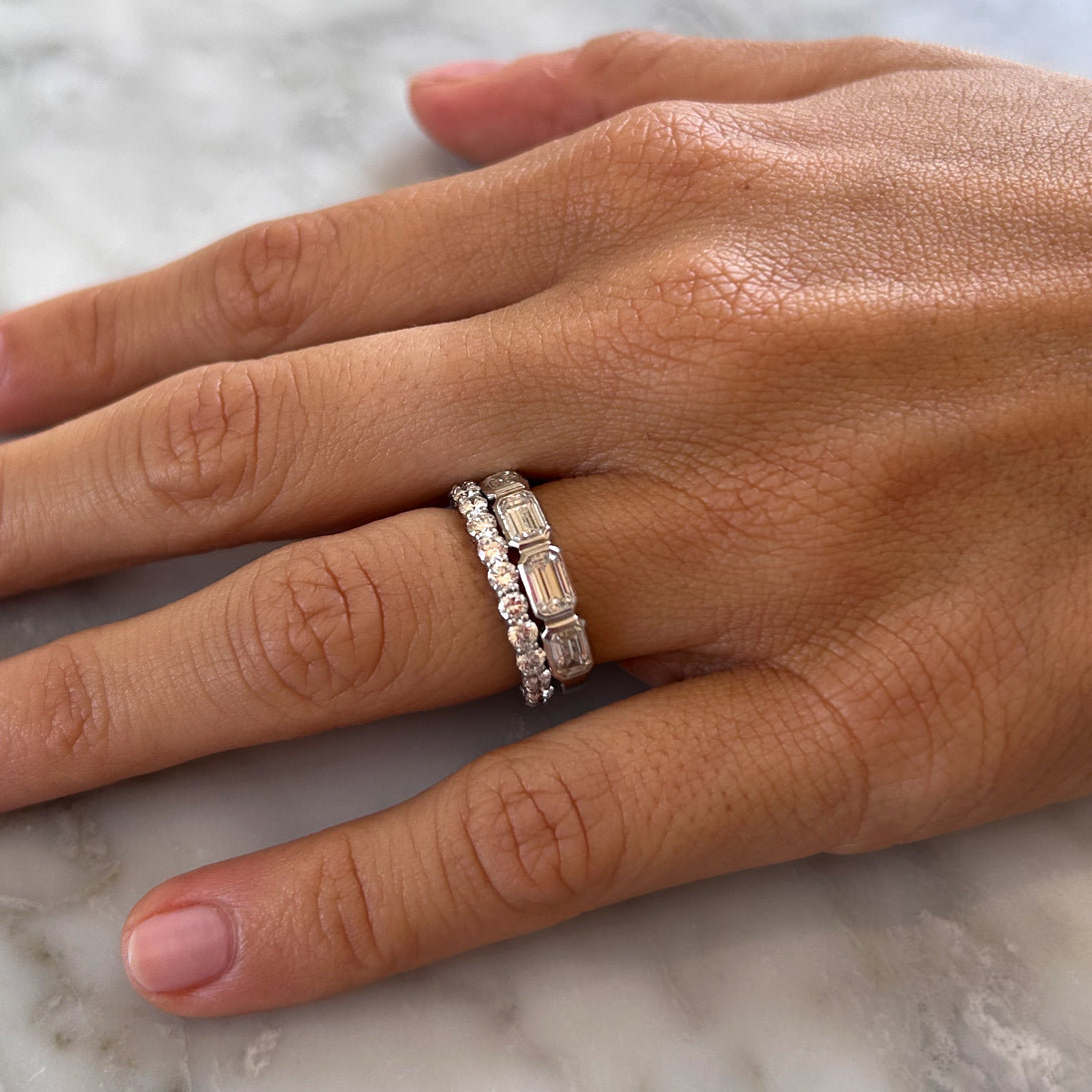 4tcw Shared Prong Natural Emerald Diamonds Eternity Ring | Diamond Mansion