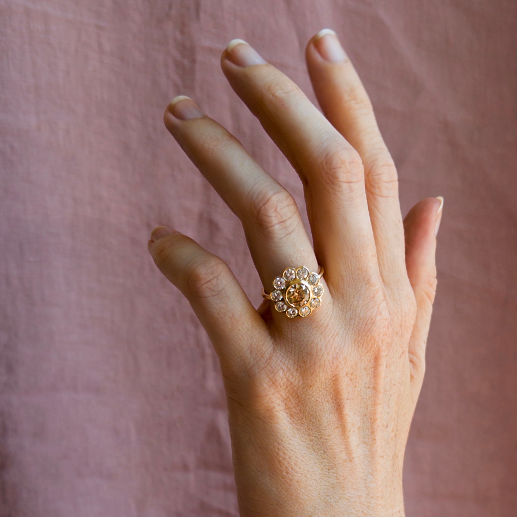 1.10ct Brown Diamond Flower Ring