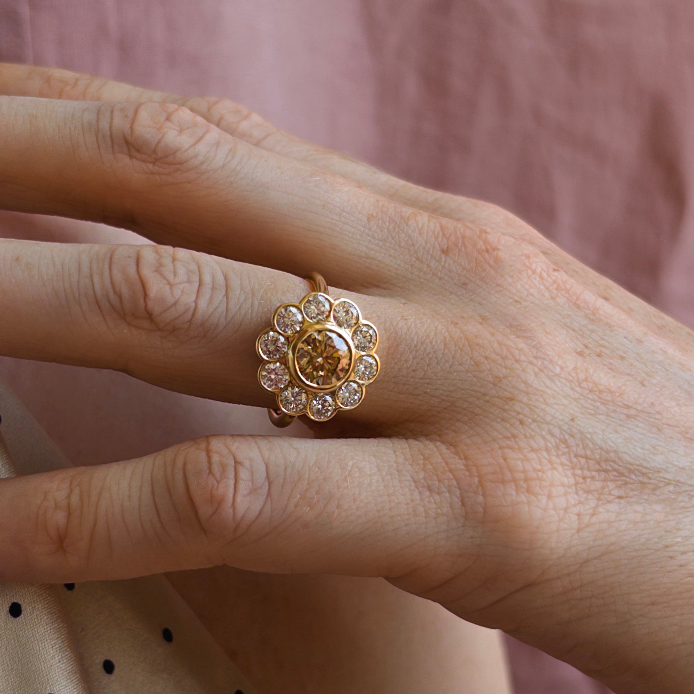 1.10ct Brown Diamond Flower Ring