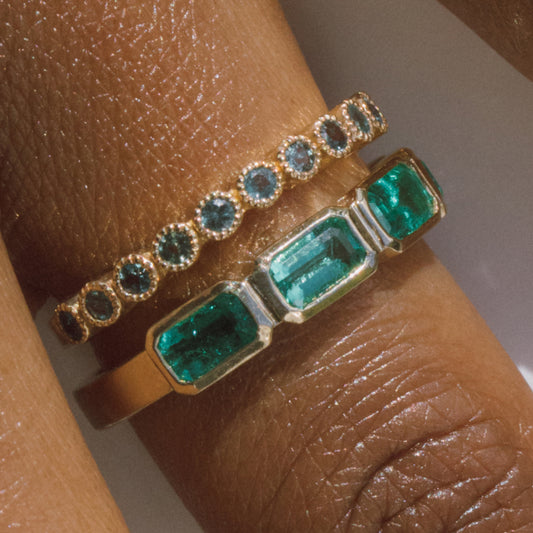 Emerald Cut Bezel Set Band