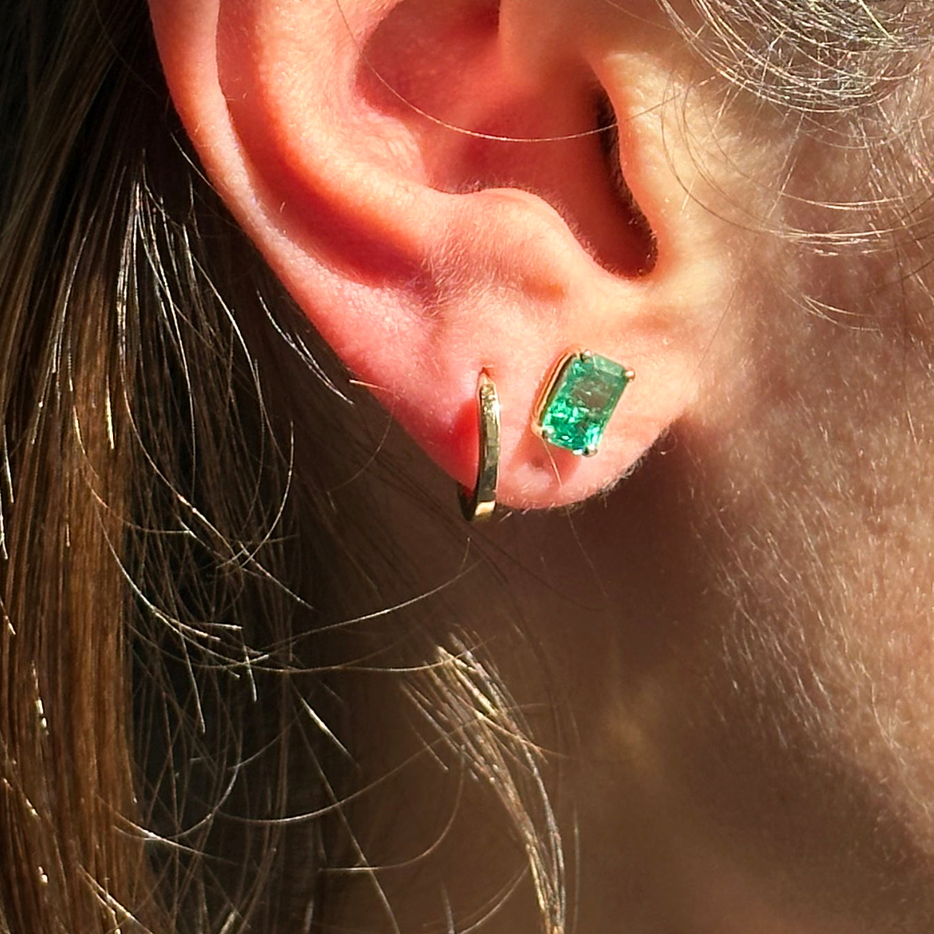 1.75ct Zambian Emerald Prong Set Studs